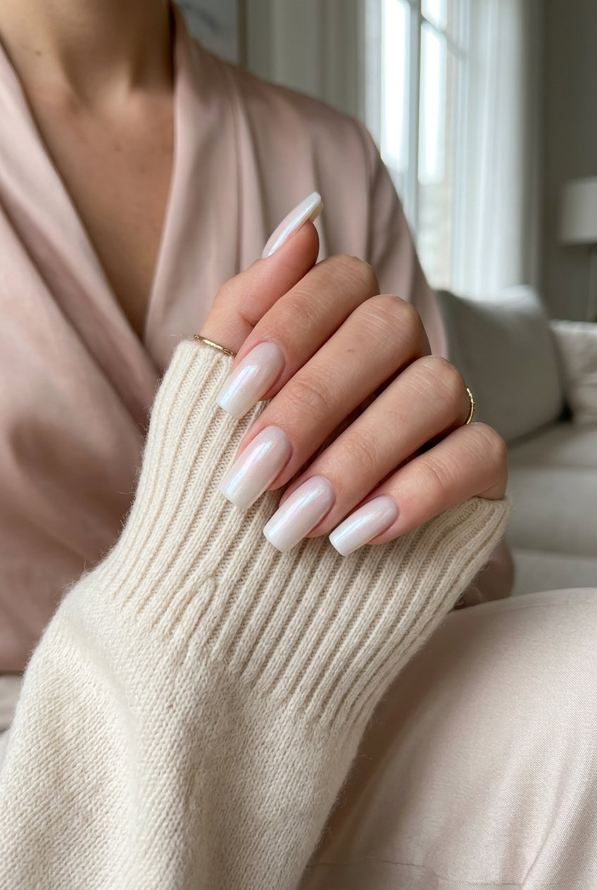 Elegant Summer Ombre Nails 2026: Pearlized Nude Sophisticate Sophisticated formal event summer ombre nails 2026 with pearlized nude gradient.