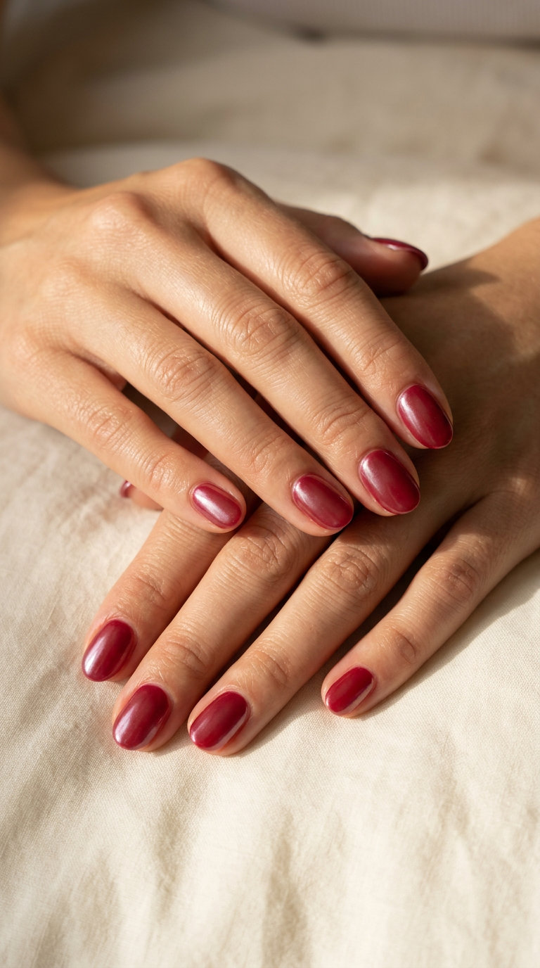 Cherry Coke Glazed Nails 2026 | Clean Girl Chic Cherry coke glazed donut nails for summer red nails 2026, ideal for daily wear and clean girl aesthetic.