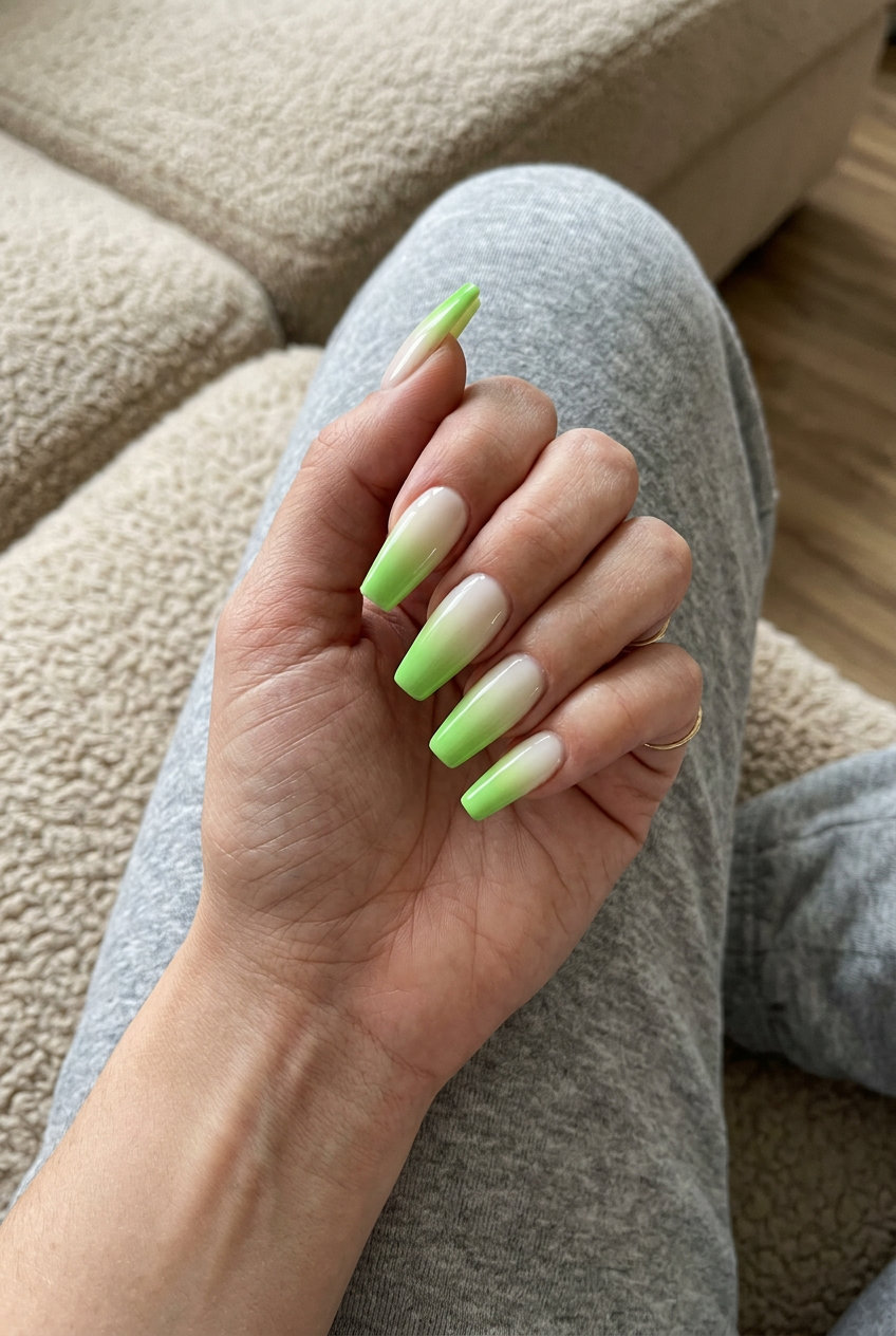 Summer Watermelon Nails 2026: Rind French Fade Sophisticated summer Watermelon nails 2026: Rind French Fade in creamy white to lime green.