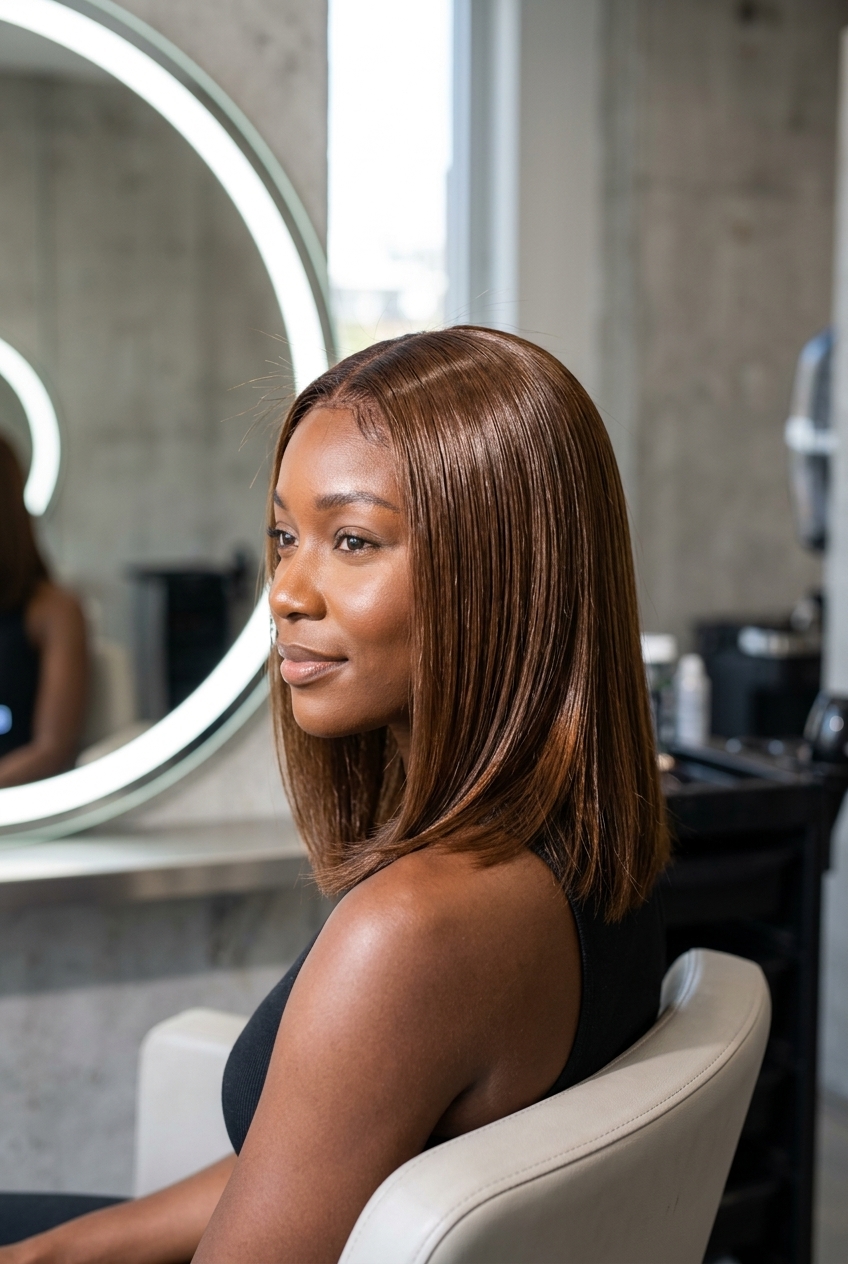 long sleek syrup brunette glaze with amber undertones for summer 2026