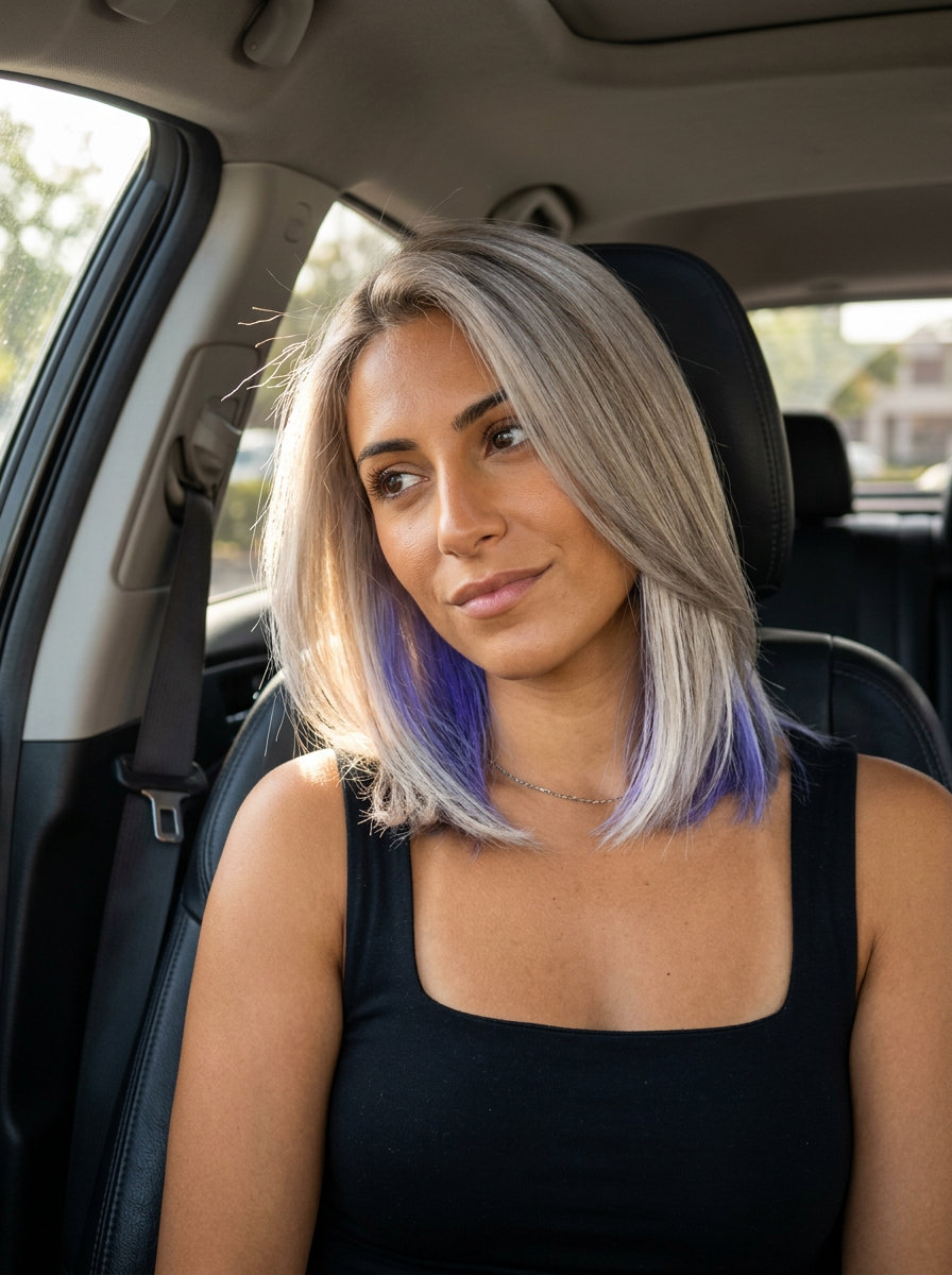 Hidden Ash Peekaboo Hair Color 2026 long ash blonde hair color with Hidden Ash Peekaboo, playful and edgy