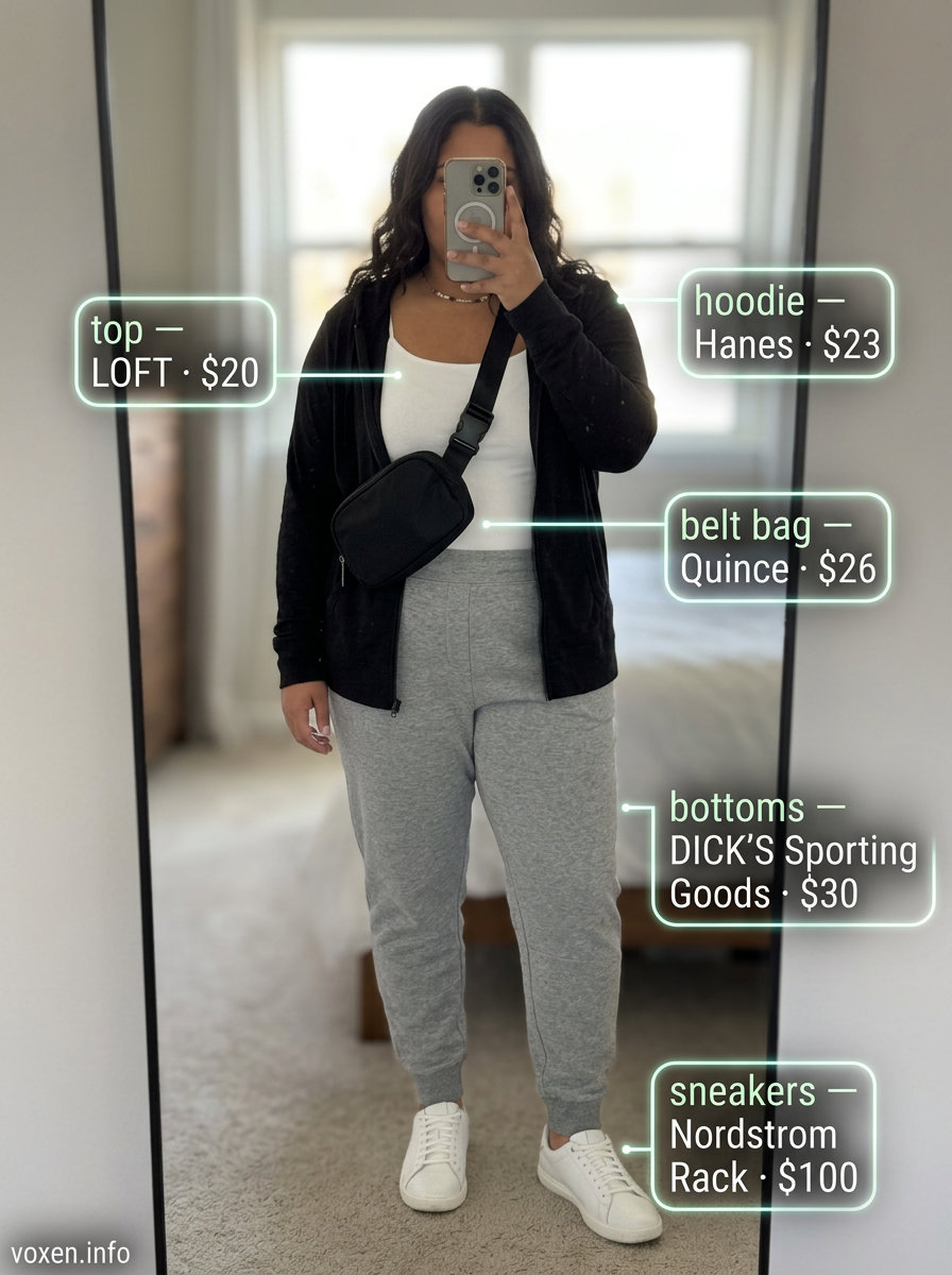 Athleisure Ease: Cami Top Summer 2026 Outfit Athleisure Ease: What to Wear with Cami Top Summer 2026. Grey joggers, white cami, sneakers for errands.