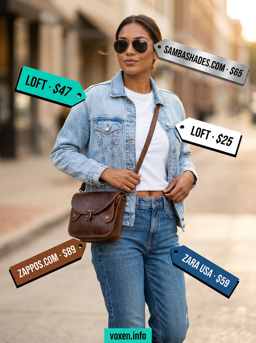 Denim Jacket Summer 2026: Retro Cool Girl Vibe Retro cool girl outfit: vintage denim jacket, mom jeans, white tee, sneakers. What to wear with denim jacket summer 2026.