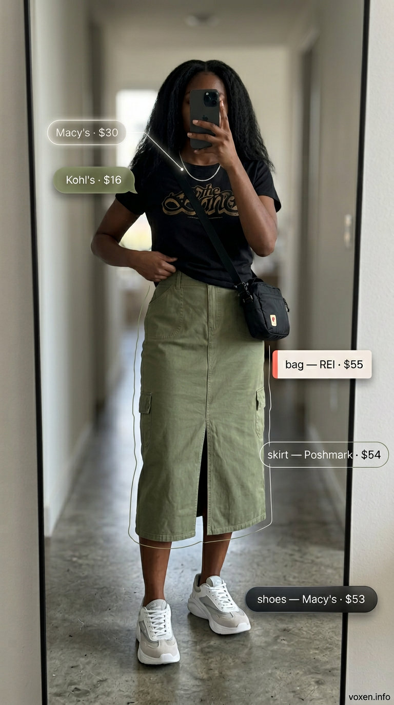Tennis Skirt Outfits Summer 2026: Urban Explorer What to Wear with Tennis Skirt Summer 2026: Khaki cargo skirt, graphic tee, crossbody bag for city exploration.