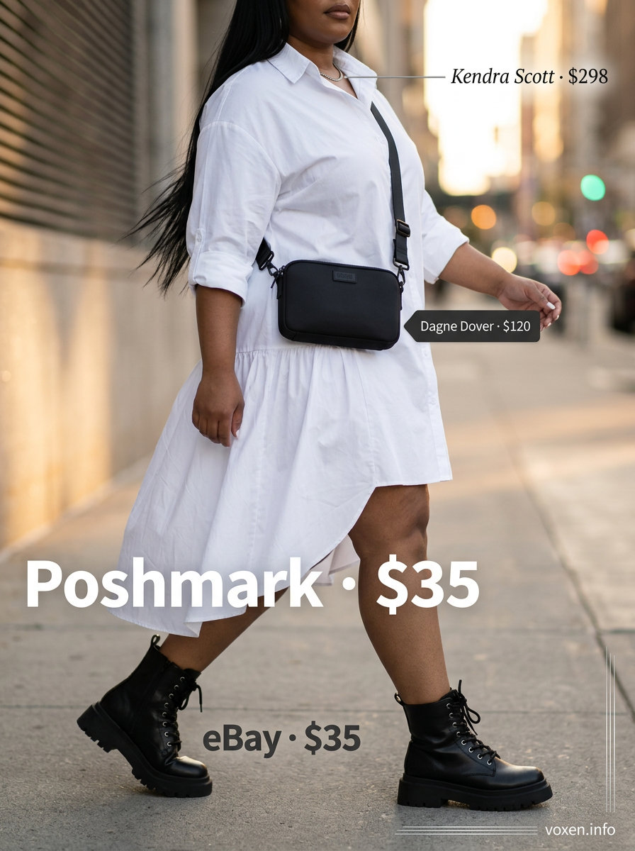 Urban White Dress Outfits 2026: Edgy City Style What to wear with white dress summer 2026: Urban explorer outfit with oversized shirt dress, combat boots, crossbody bag, and silver necklace.