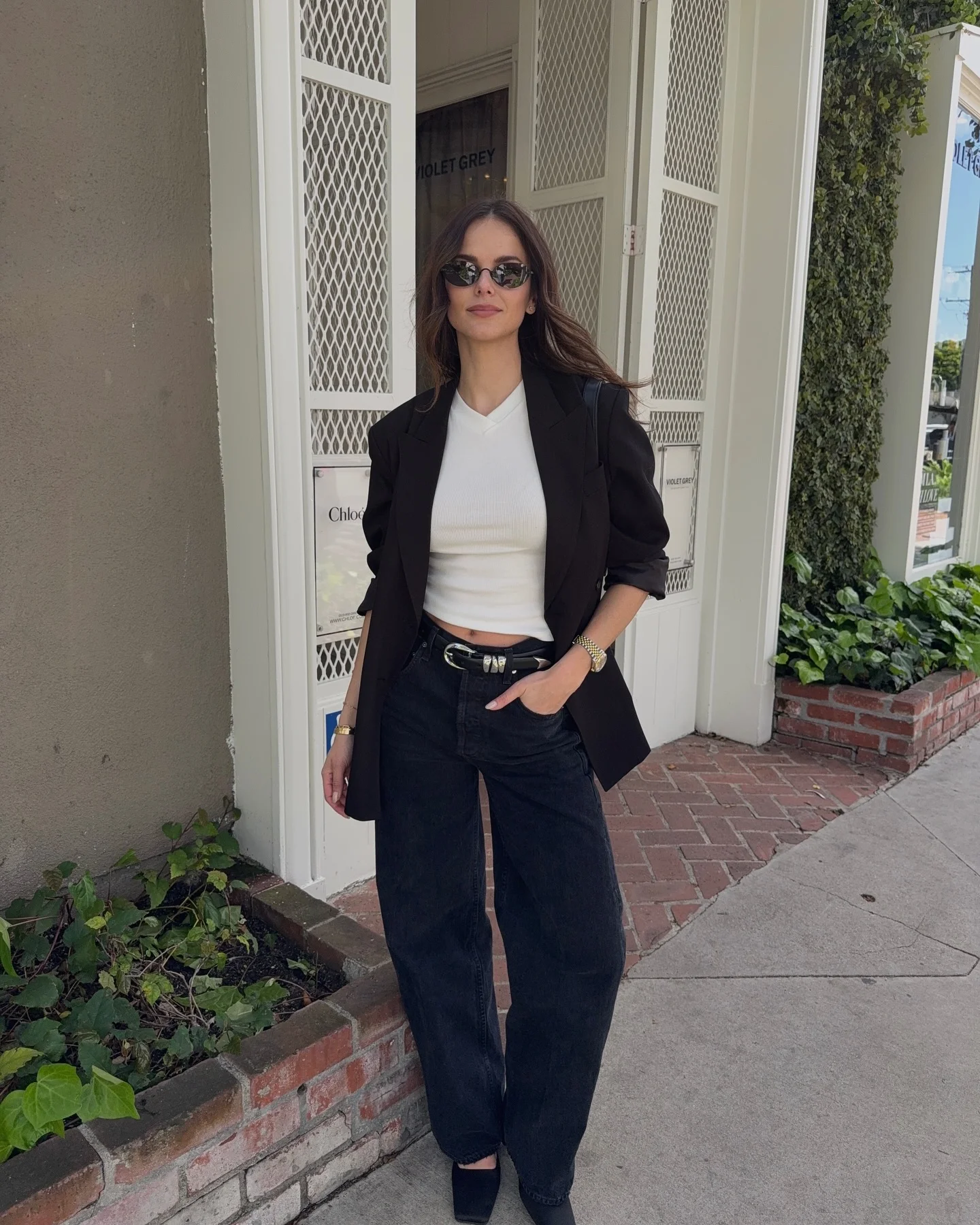 nice fall outfits 2026 Minimal Black Blazer With Modern Barrel Jeans