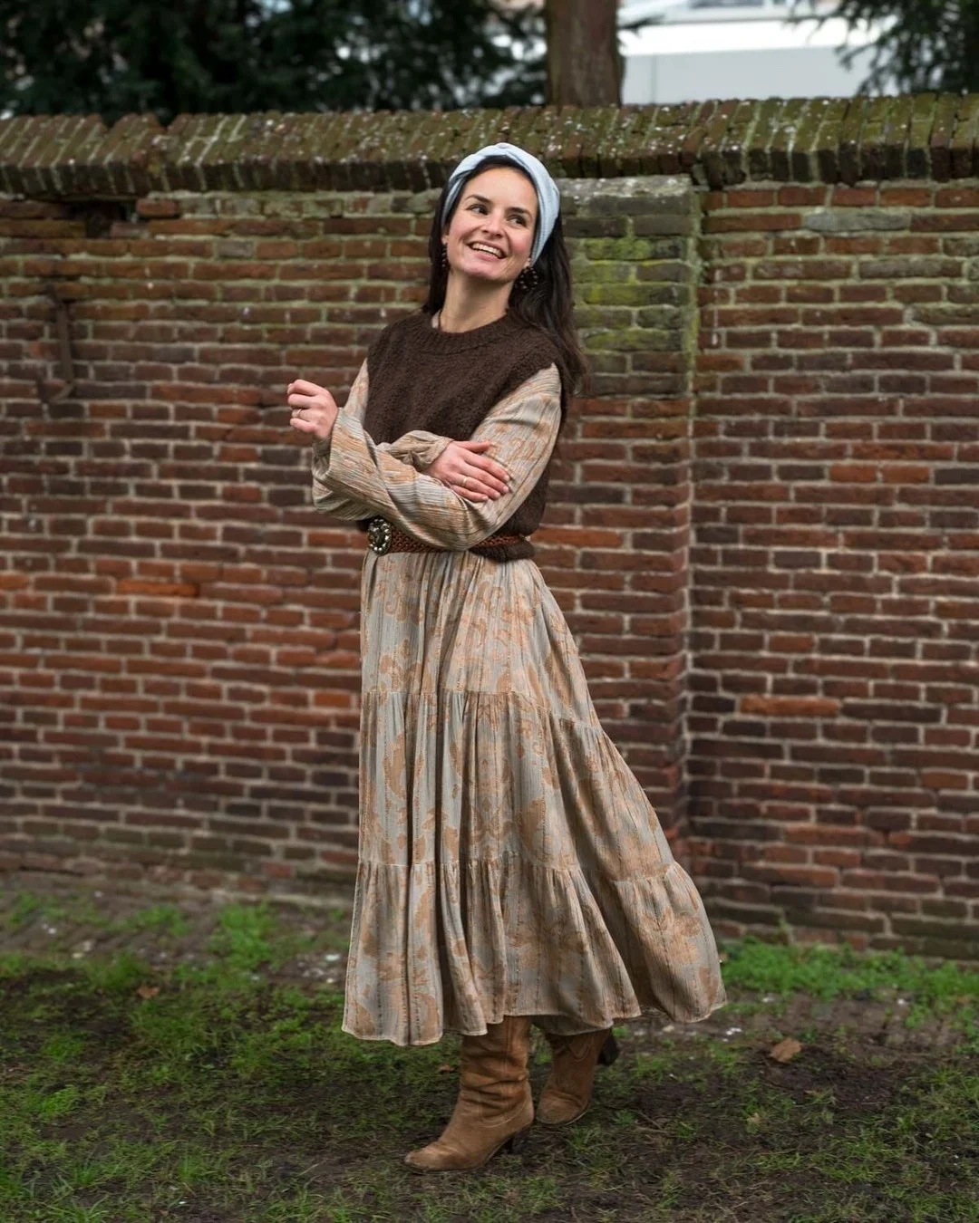 boho chic fall outfits 2026 Layered Knit Vests And Flowing Dresses For Cozy Autumn Days