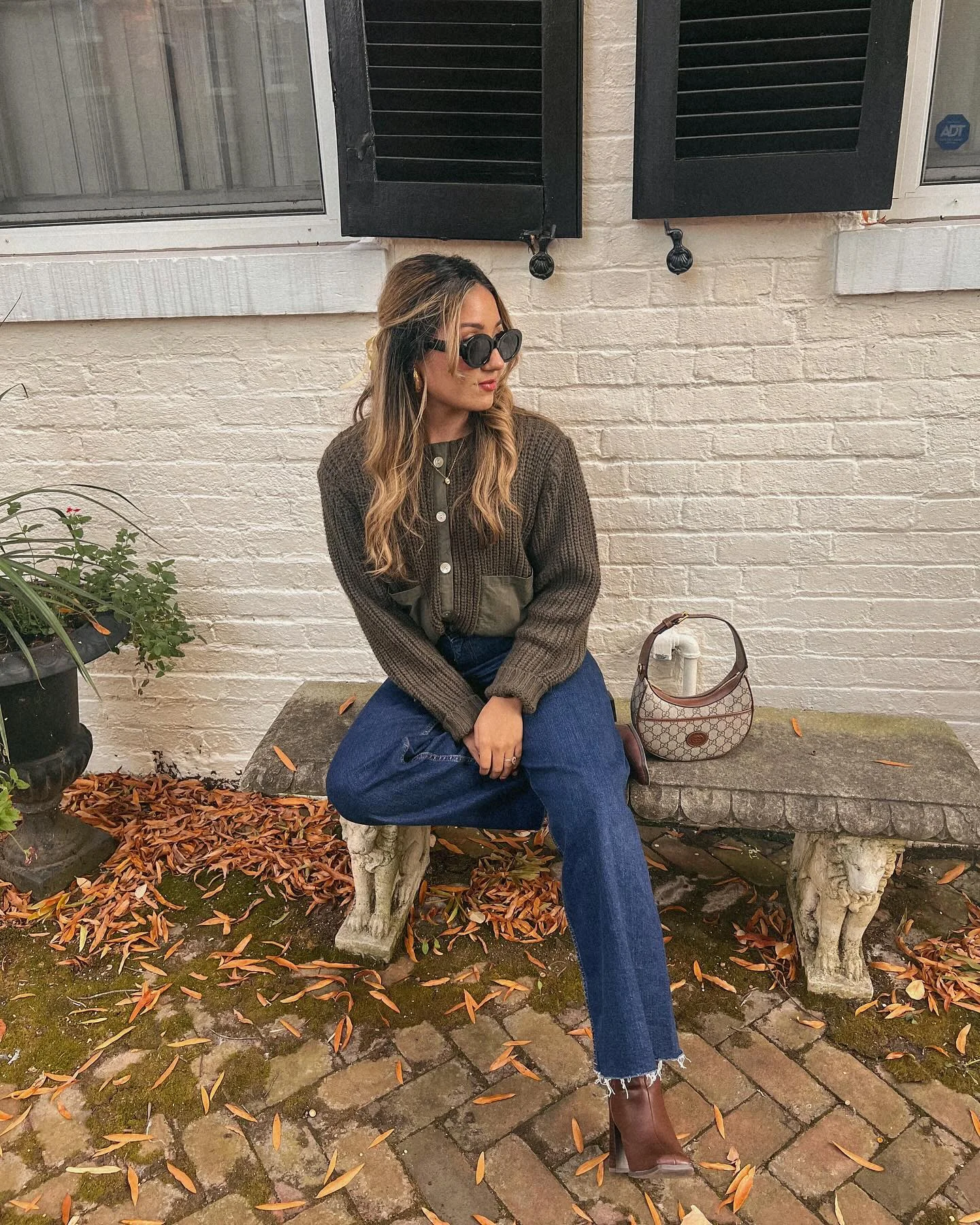cozy & chic autumn outfits for women 2026 Earth-Tone Cardigan And Dark Denim Simplicity