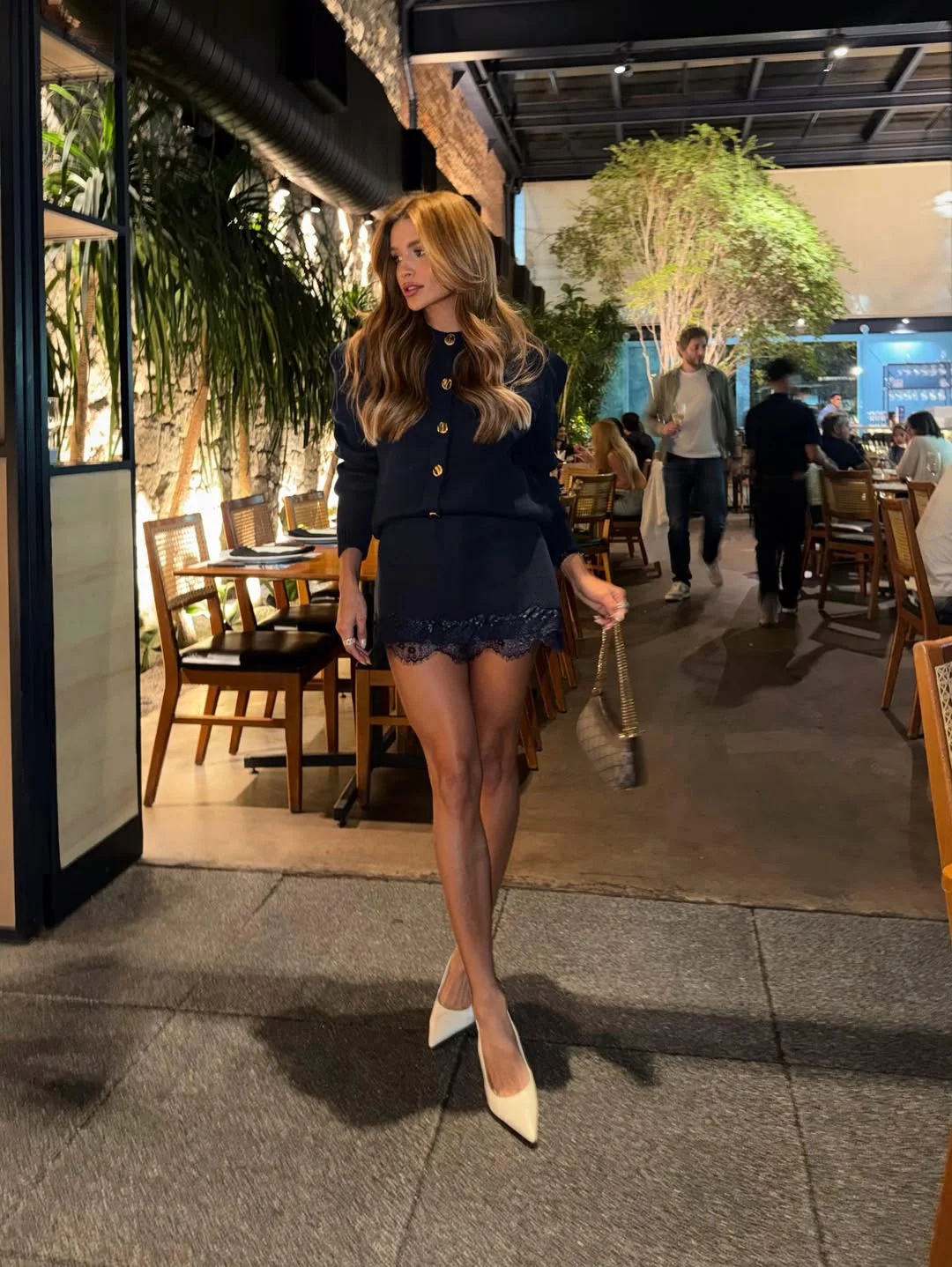 fall date night outfits 2026 Classic Navy Coordinates With Feminine Lace Details