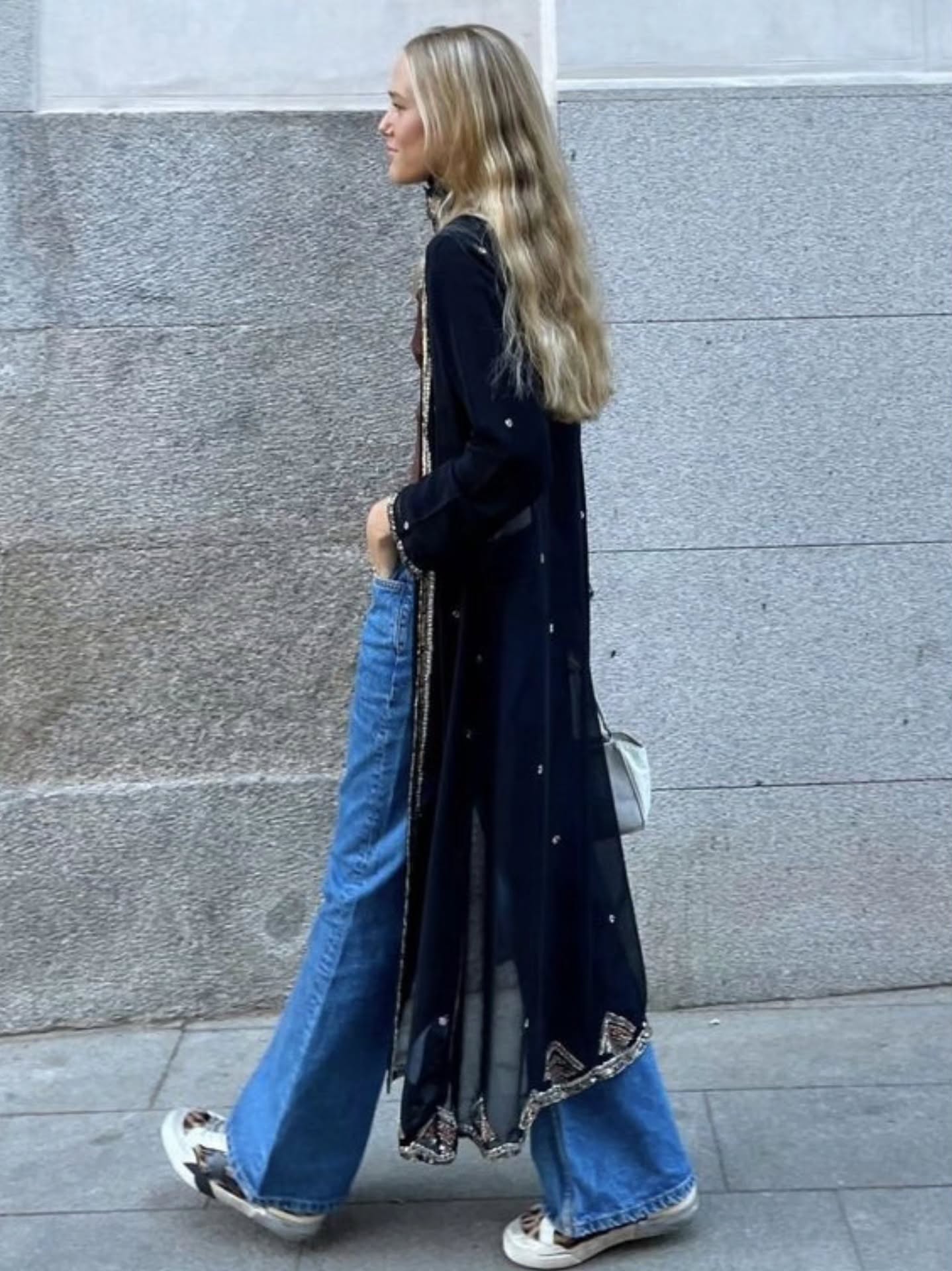 boho chic fall outfits 2026 Sheer Bohemian Layers Over Classic Denim