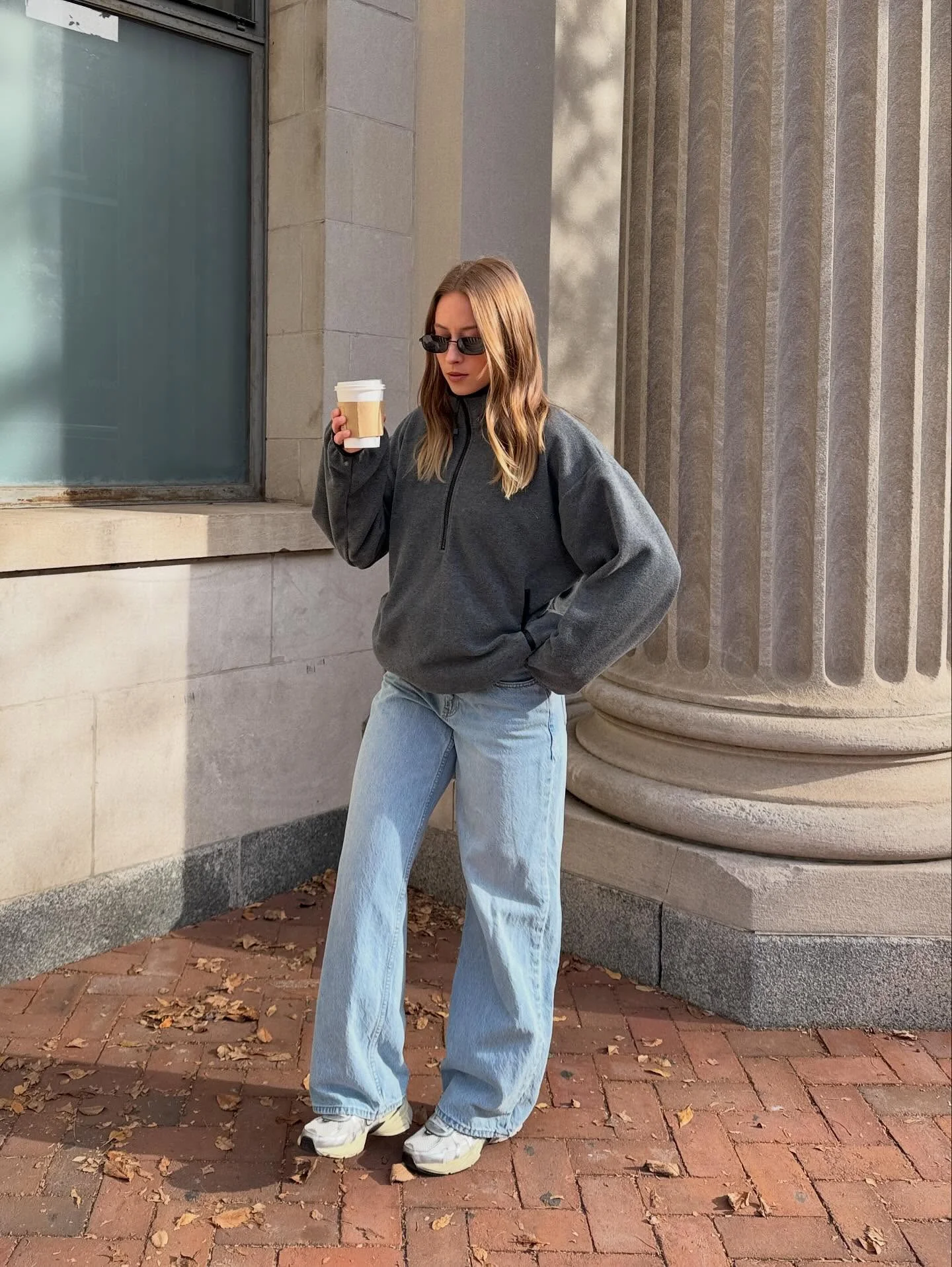 cozy & chic autumn outfits for women 2026 Relaxed Half-Zip And Light-Wash Denim Comfort