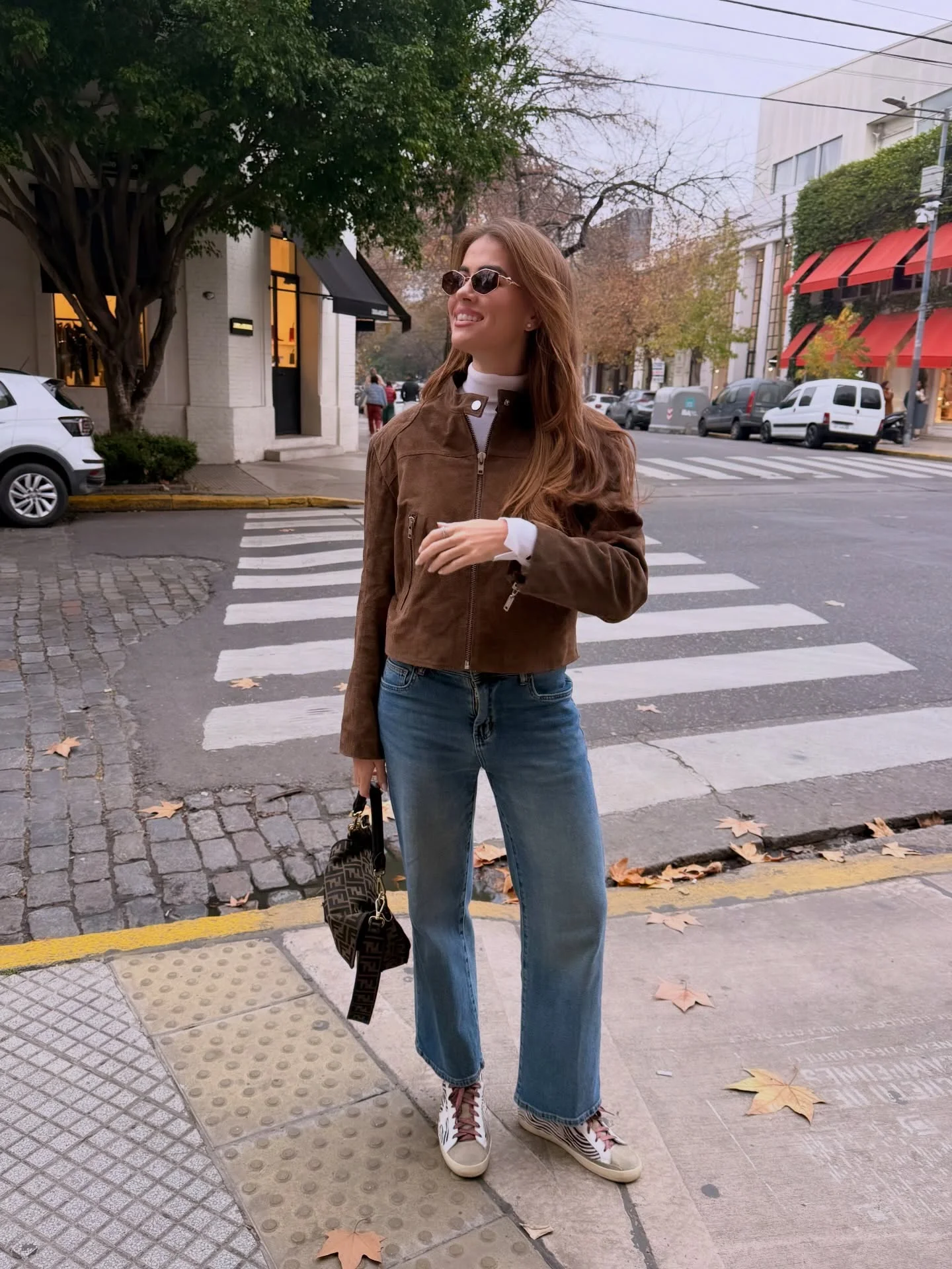 fall travel outfits 2026 Brown Suede Jacket With Everyday Denim Simplicity