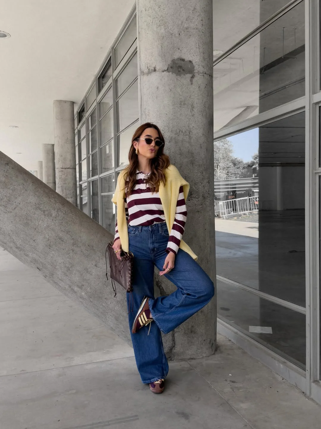 nice fall outfits 2026 Classic Rugby Stripes With Relaxed Wide-Leg Denim