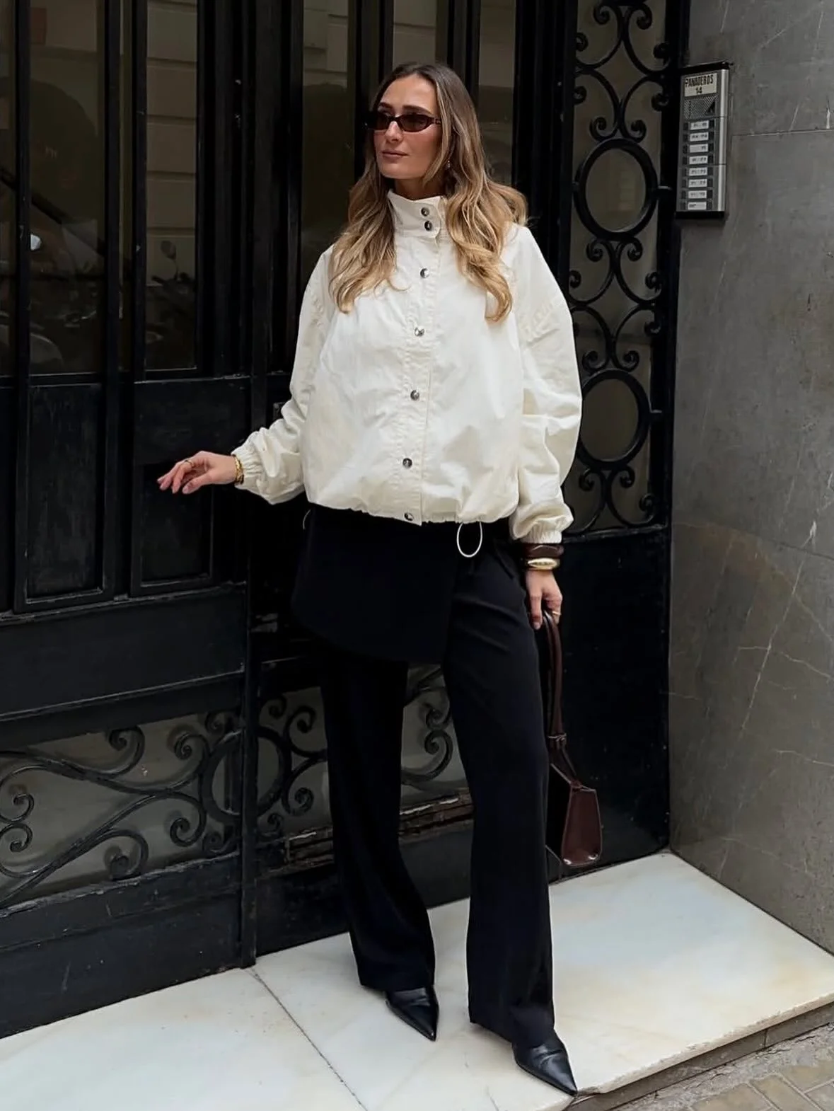 simple fall outfits 2026 Clean Contrast Styling With A White Jacket And Black Trousers