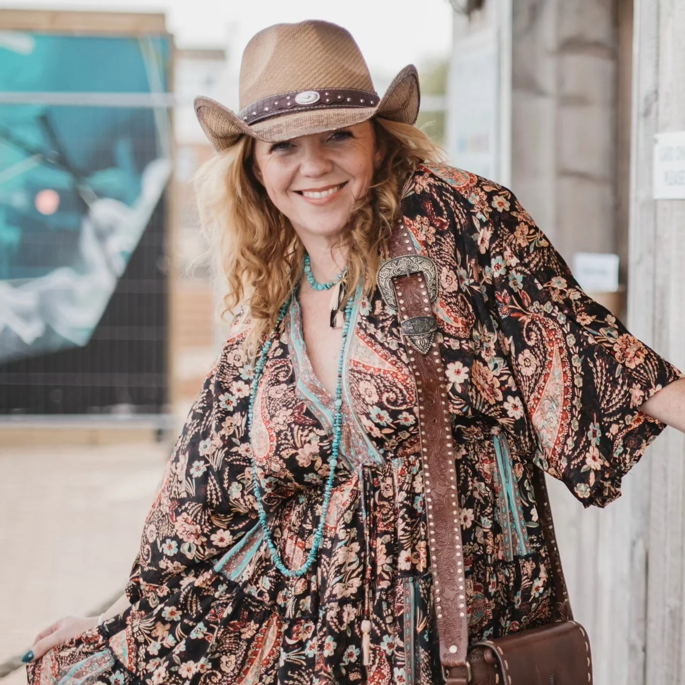 boho chic fall outfits 2026 Flowing Floral Prints With Authentic Western Accessories