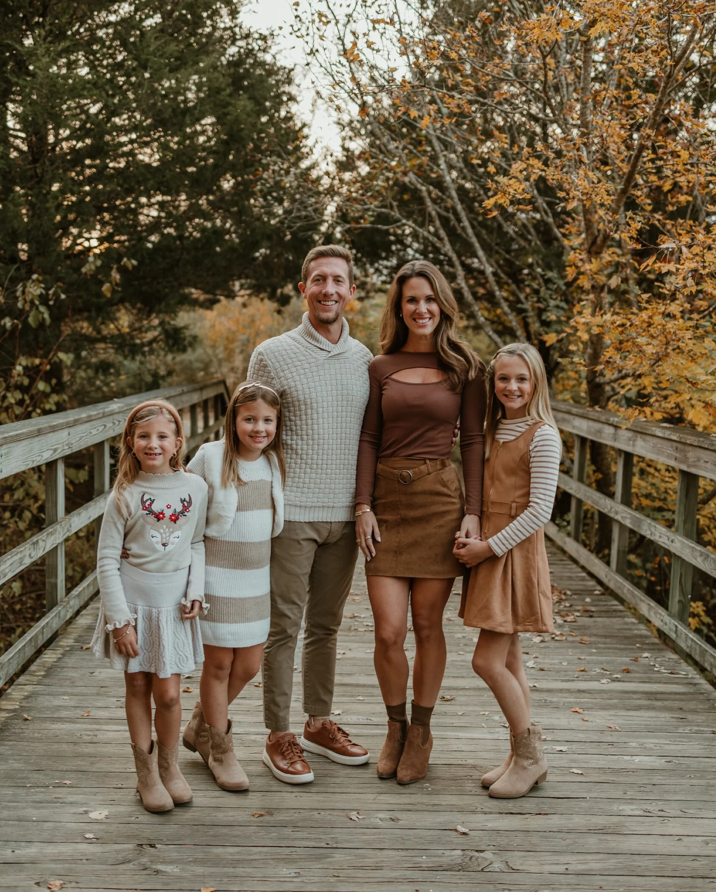 fall family picture outfits 2026 Warm Brown And Cream Autumn Family Style