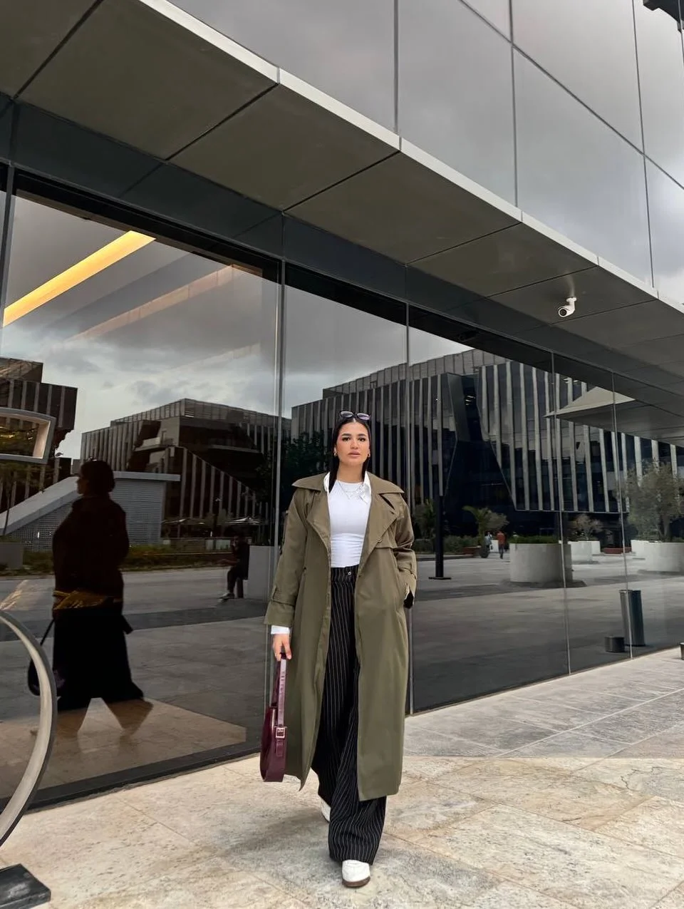 fall outfits with coat 2026 Modern Olive Trench Coat With Tailored City Confidence