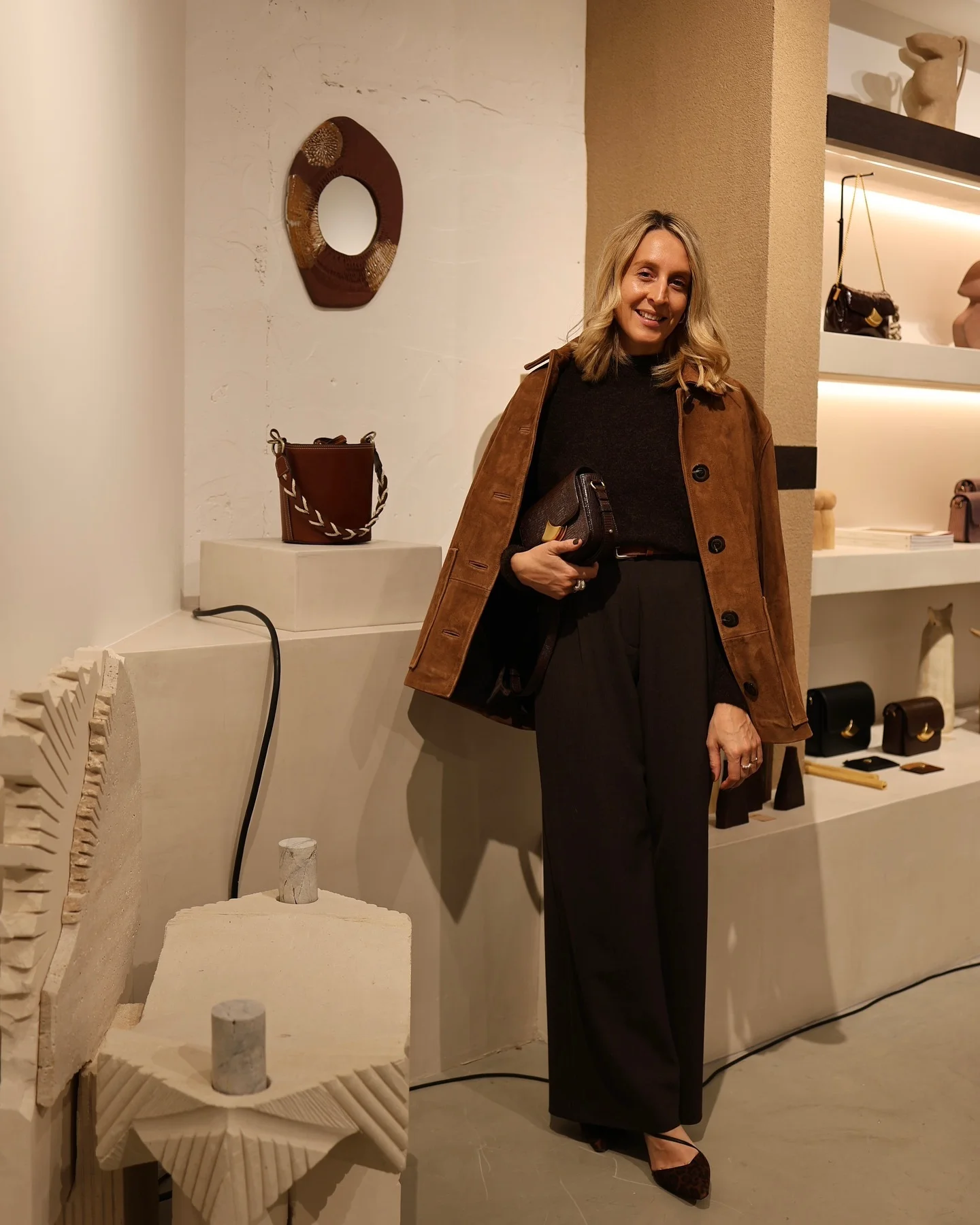 modest fall outfits 2026 Rich Brown Layers With Relaxed Tailored Trousers