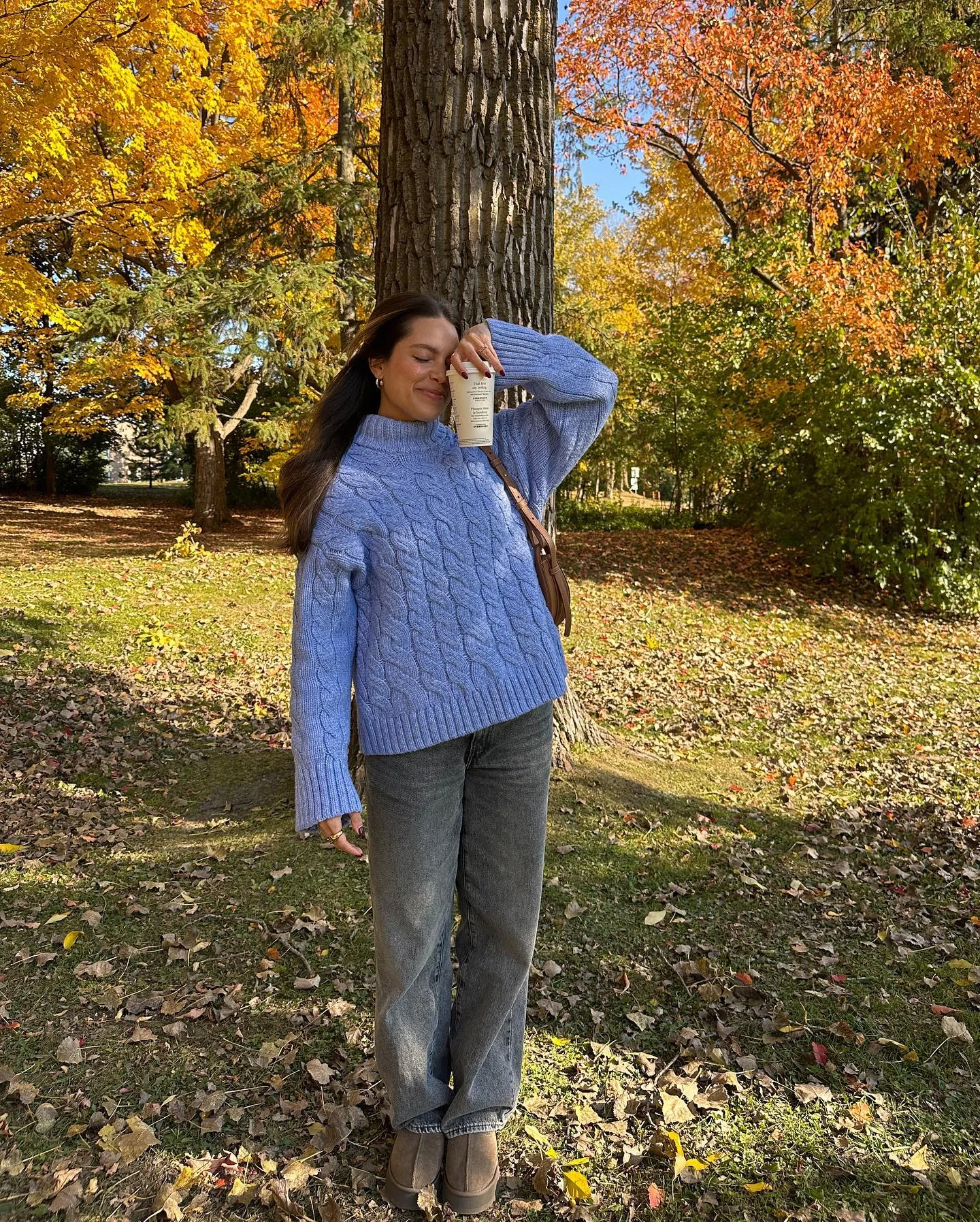 cozy & chic autumn outfits for women 2026 Powder Blue Knit For A Fresh Autumn Palette