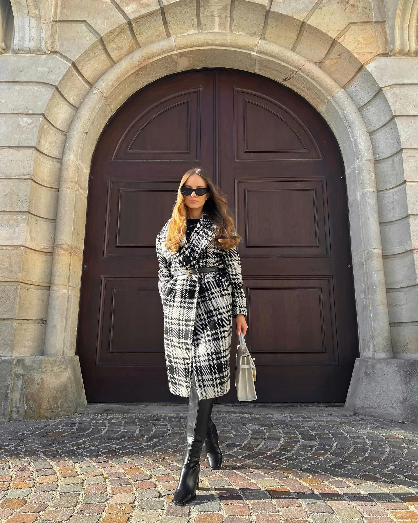 fall outfits with coat 2026 Classic Plaid Outerwear With Timeless Riding Boots