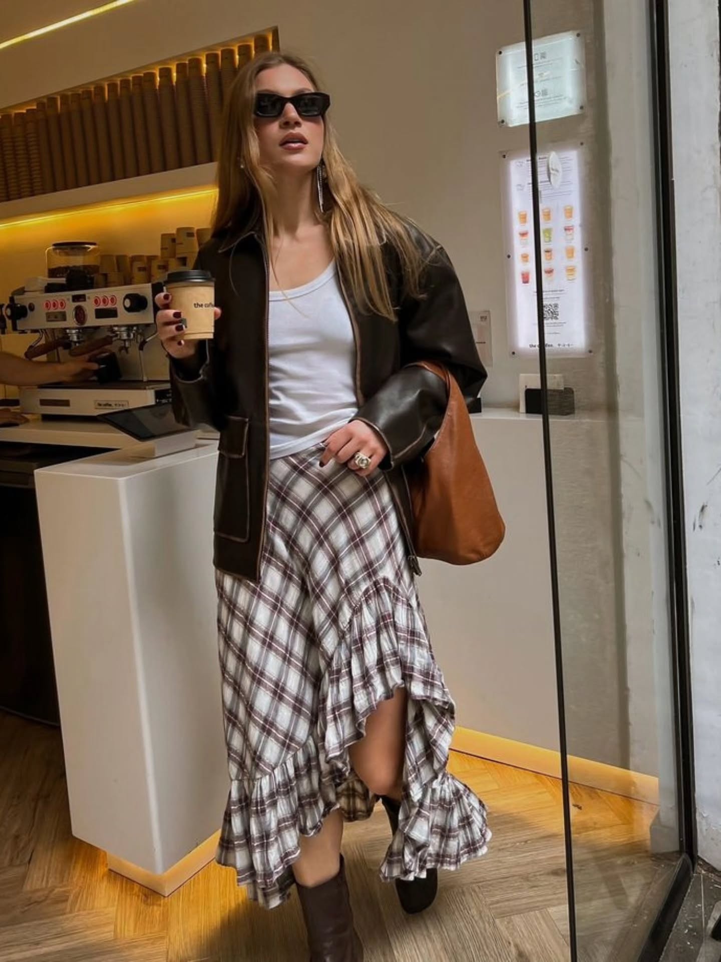 boho chic fall outfits 2026 Leather Jackets And Plaid Skirts For Modern City Boho