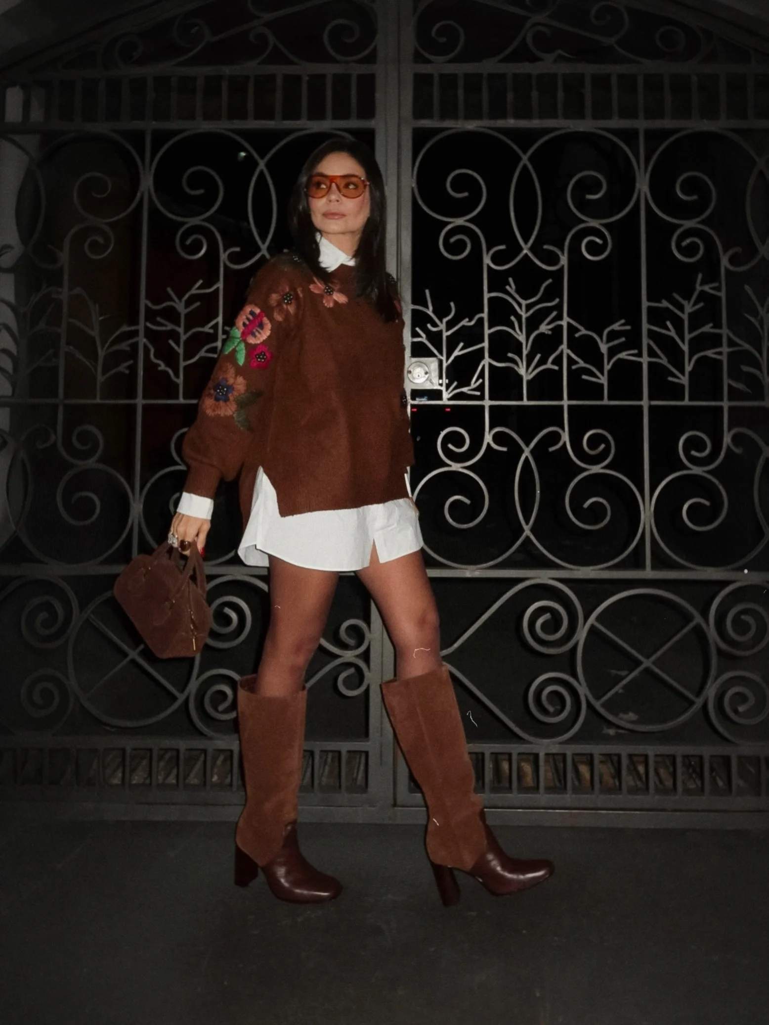 fall date night outfits 2026 Cozy Embroidered Knit With Tall Boots For A Relaxed Autumn Date