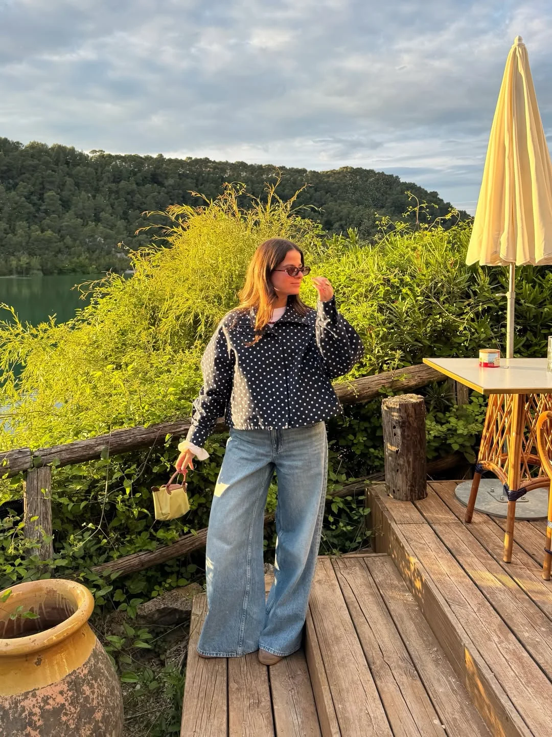 nice fall outfits 2026 Playful Polka Dots Meet Modern Denim