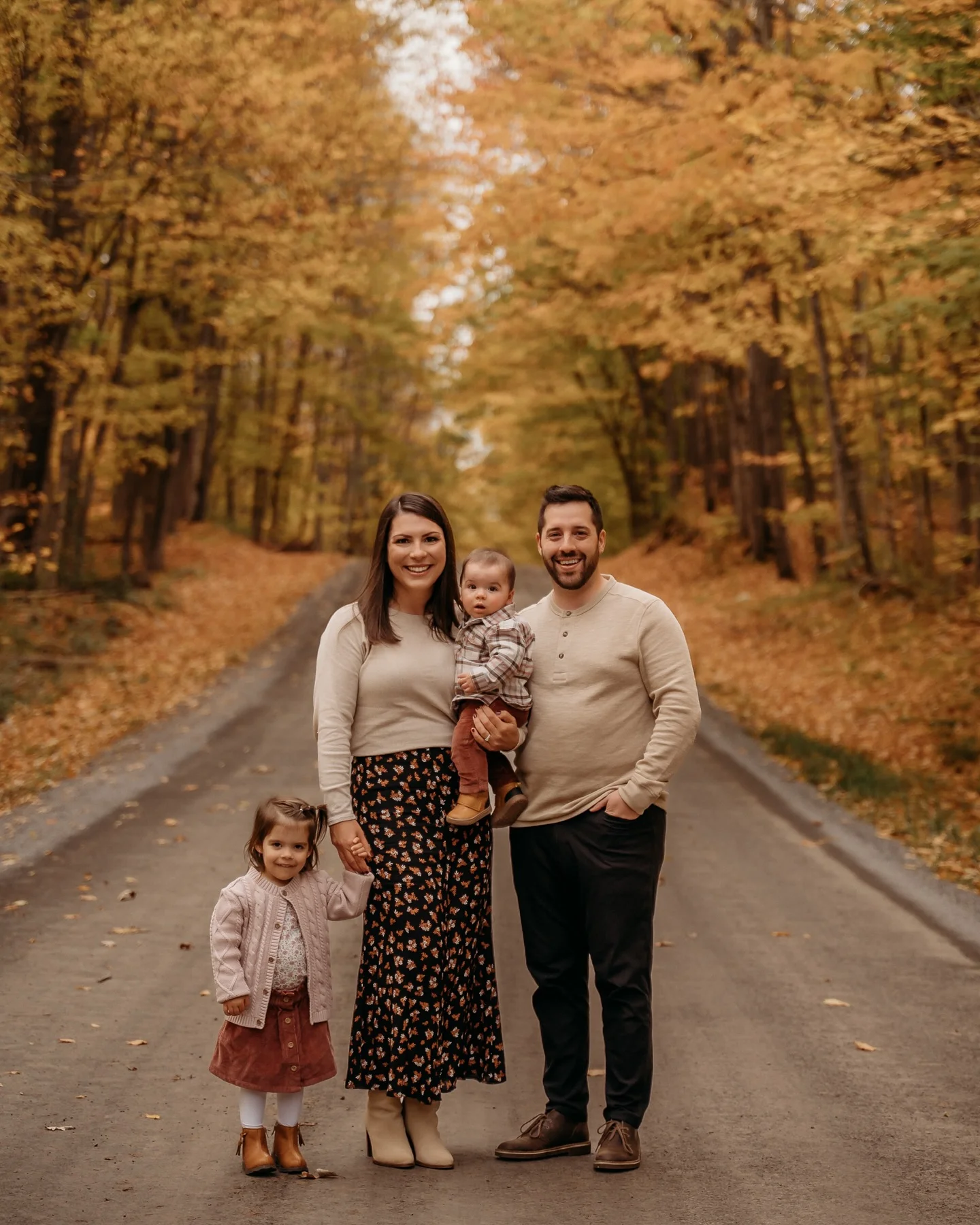 fall family picture outfits 2026 Soft Neutral Tones With Floral Details For Timeless Family Style