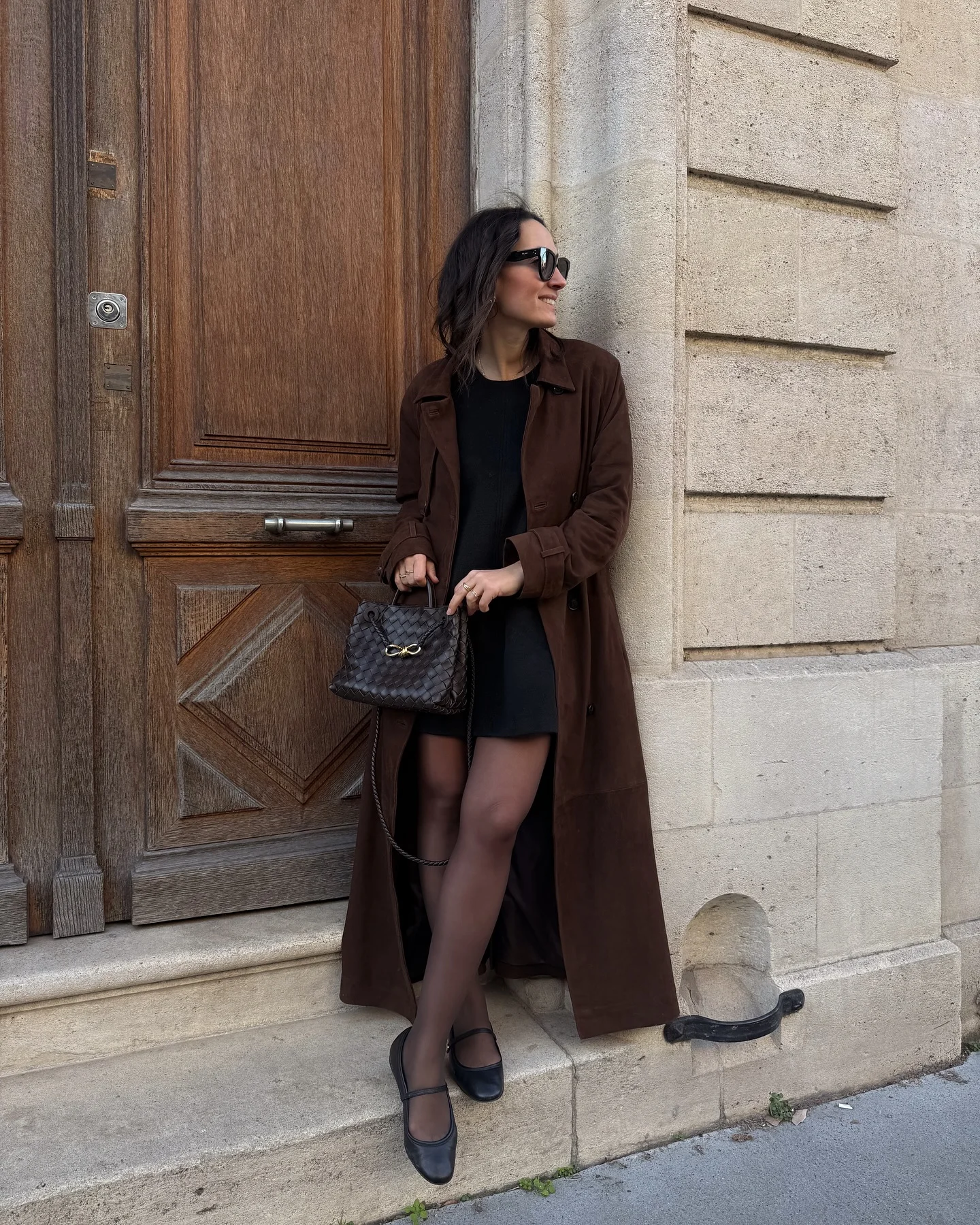 fall going out outfits 2026 Dark Chocolate Trench Coat With Parisian Charm