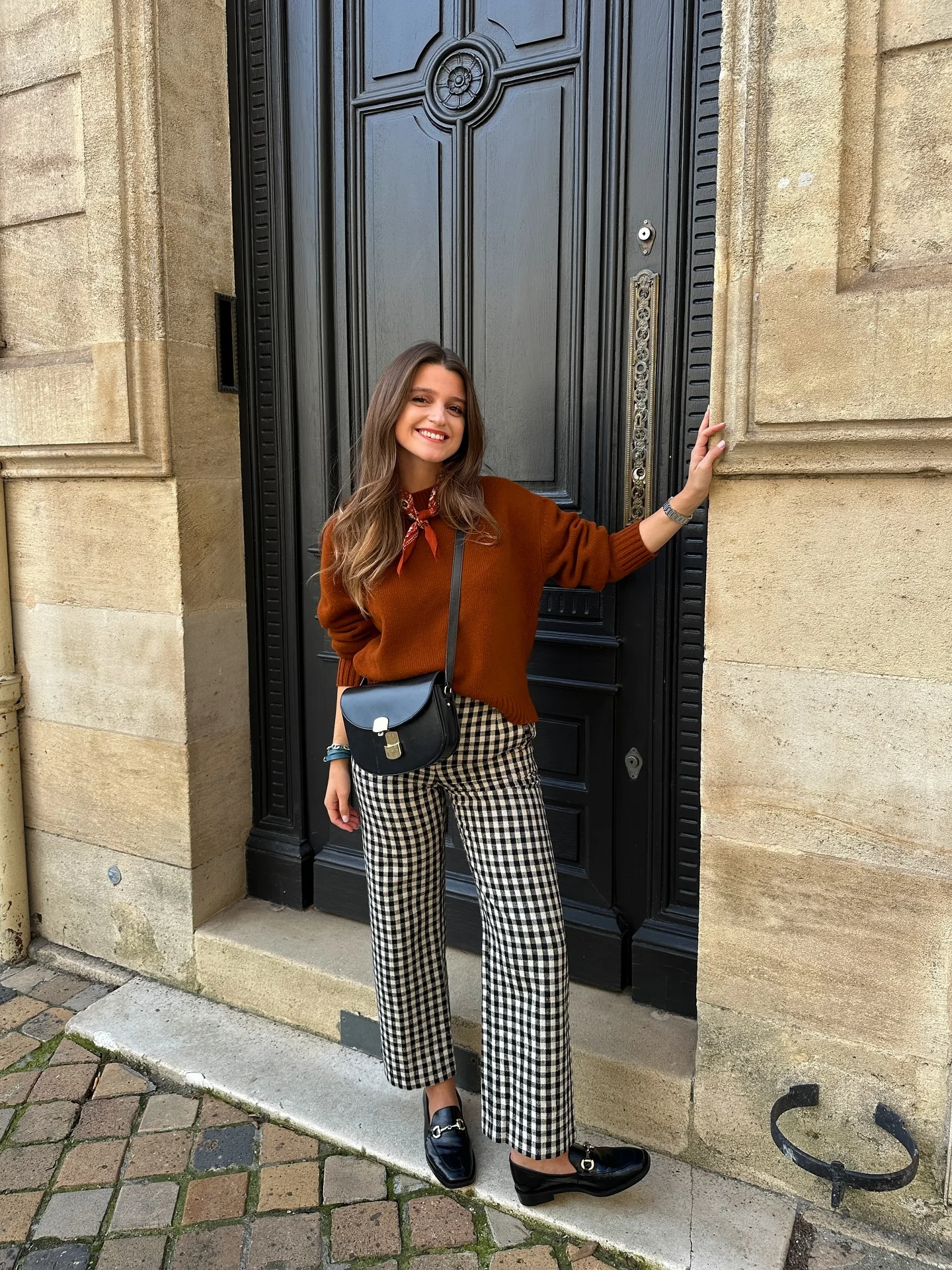 fall travel outfits 2026 Warm Autumn Knits Paired With Timeless Checkered Trousers