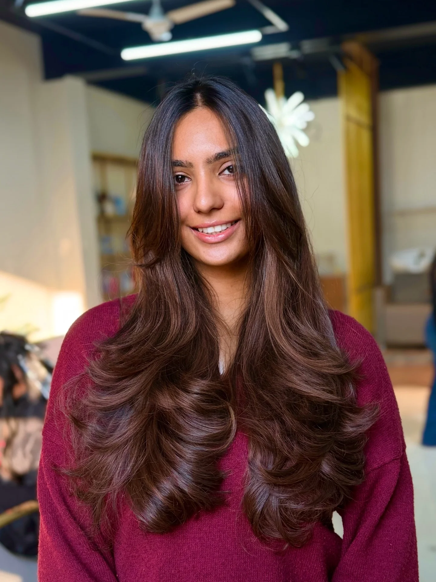 chestnut brown hair color Luxurious Long Layers With Rich Chestnut Dimension