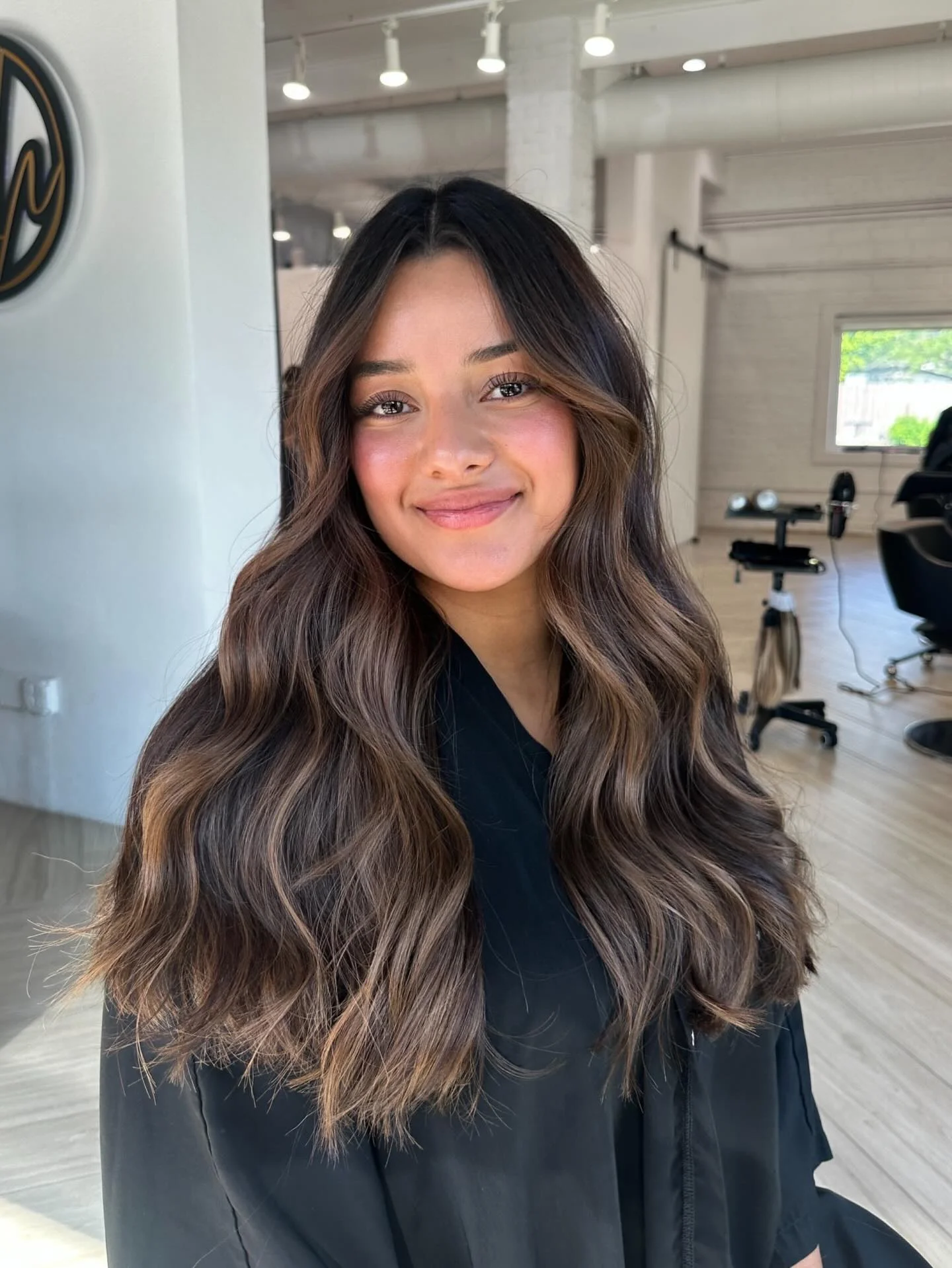 full head babylights blonde on brown hair Soft Mocha Waves With Seamless Blonde Babylights