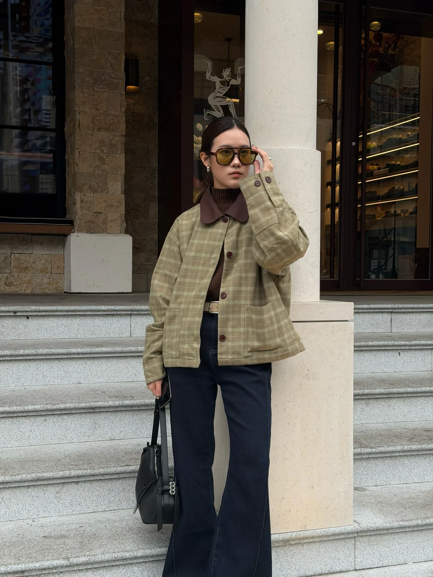 september fashion trends 2026 Soft Olive Layers With Tailored Dark Denim