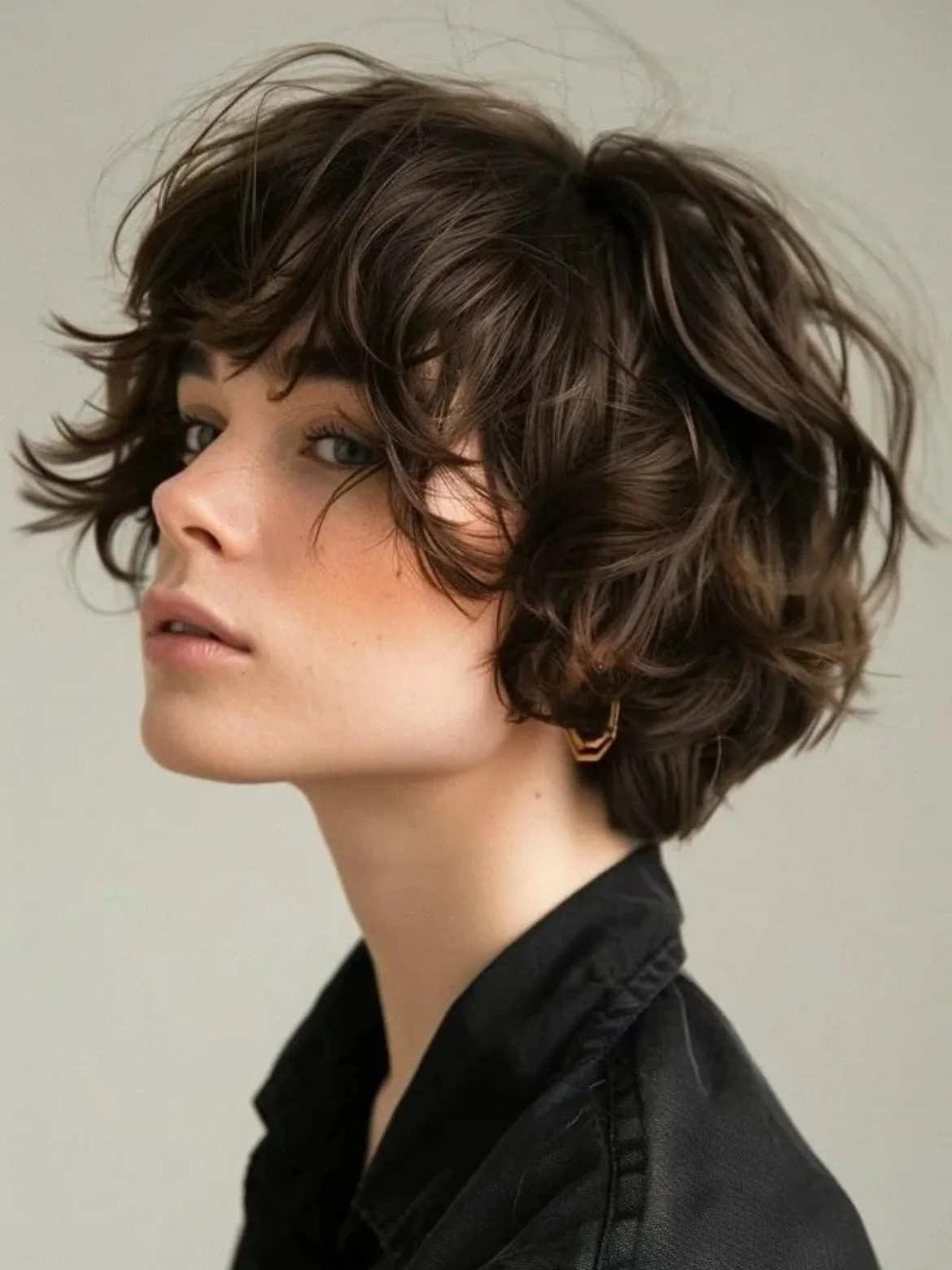 bixie haircut Soft Chocolate Bixie With Shaggy Curtain Bangs