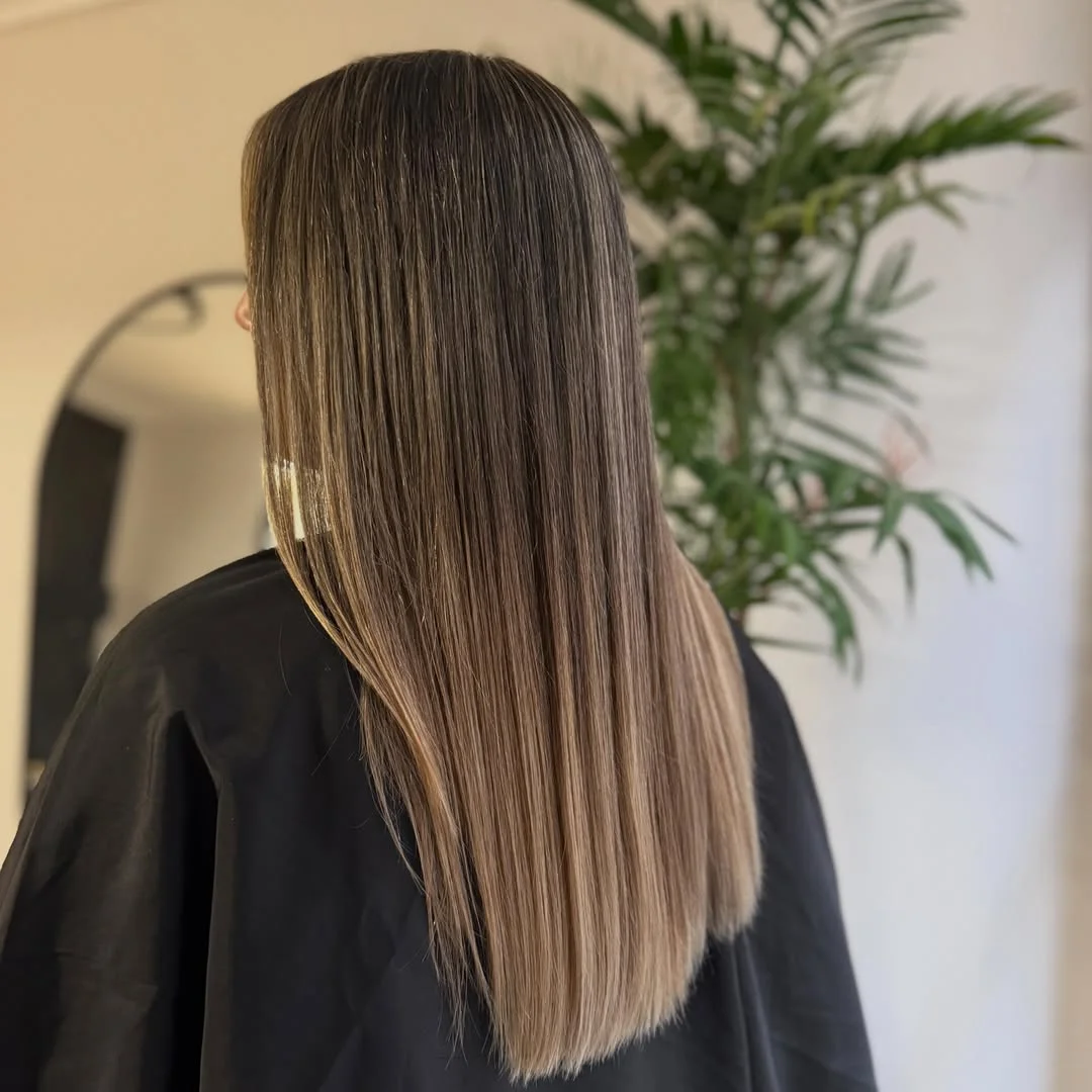 full head babylights blonde on brown hair Silky Straight Brunette With Seamless Blonde Dimension