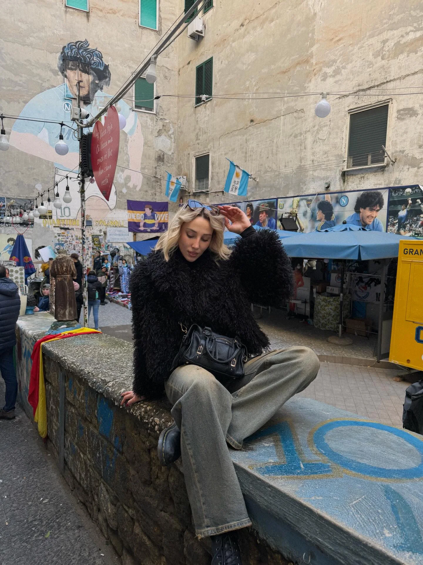 shaggy jacket Modern Black Texture With Relaxed Vintage Denim
