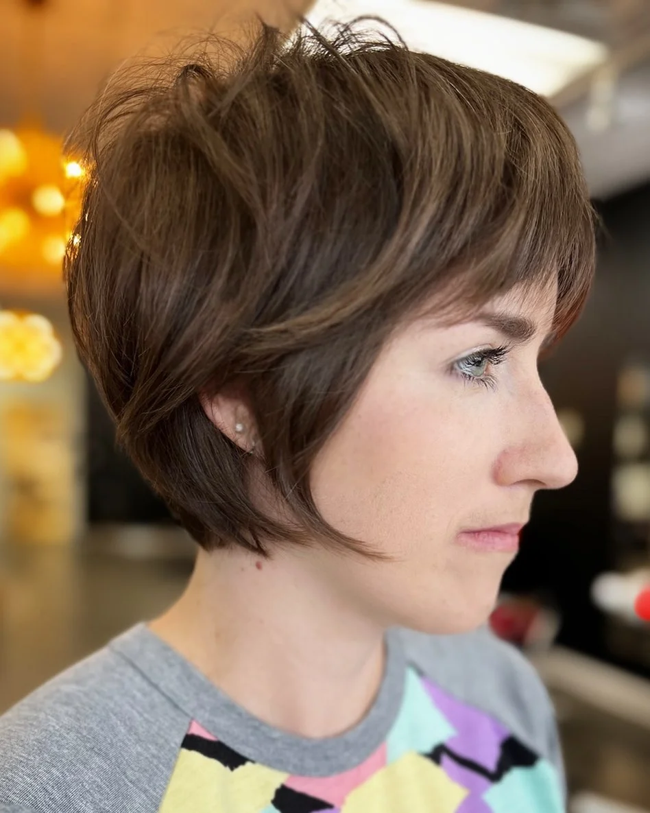 bixie haircut Voluminous Layered Bixie With Soft Side Bangs