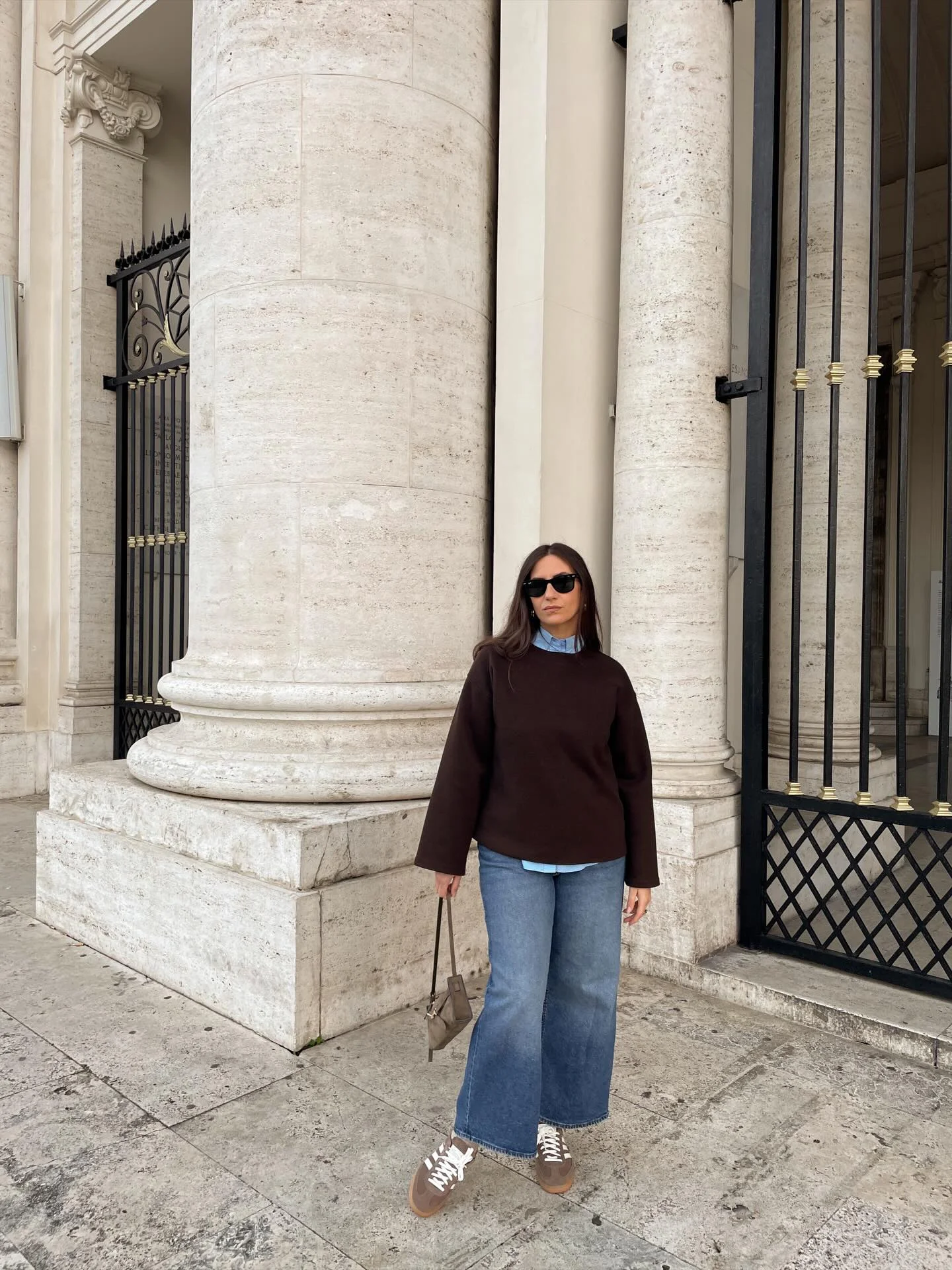 comfy fall outfits 2026 Chocolate Knit And Light Denim For Everyday Elegance