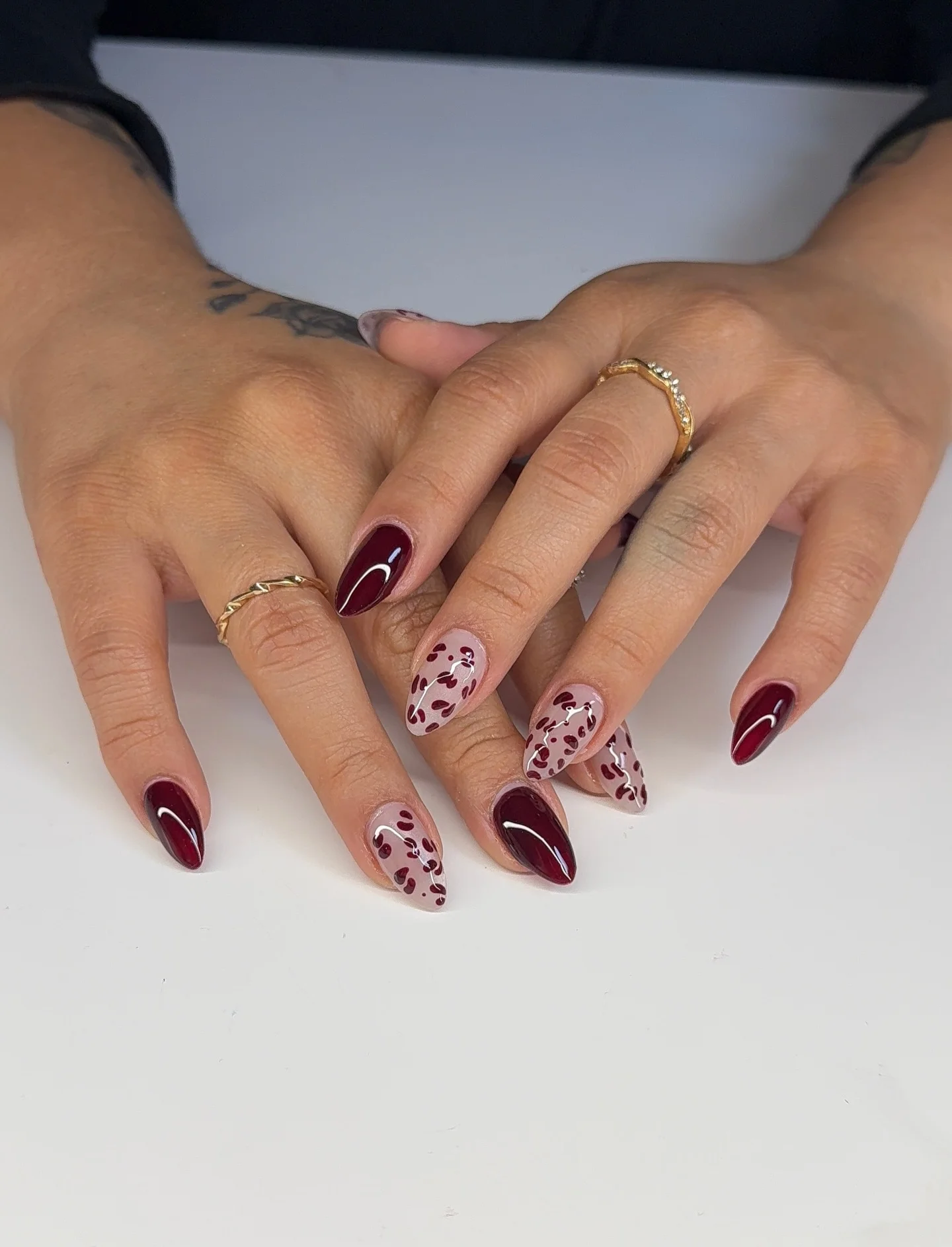 fall almond nails 2026 Deep Burgundy Leopard Print For A Bold Autumn Look