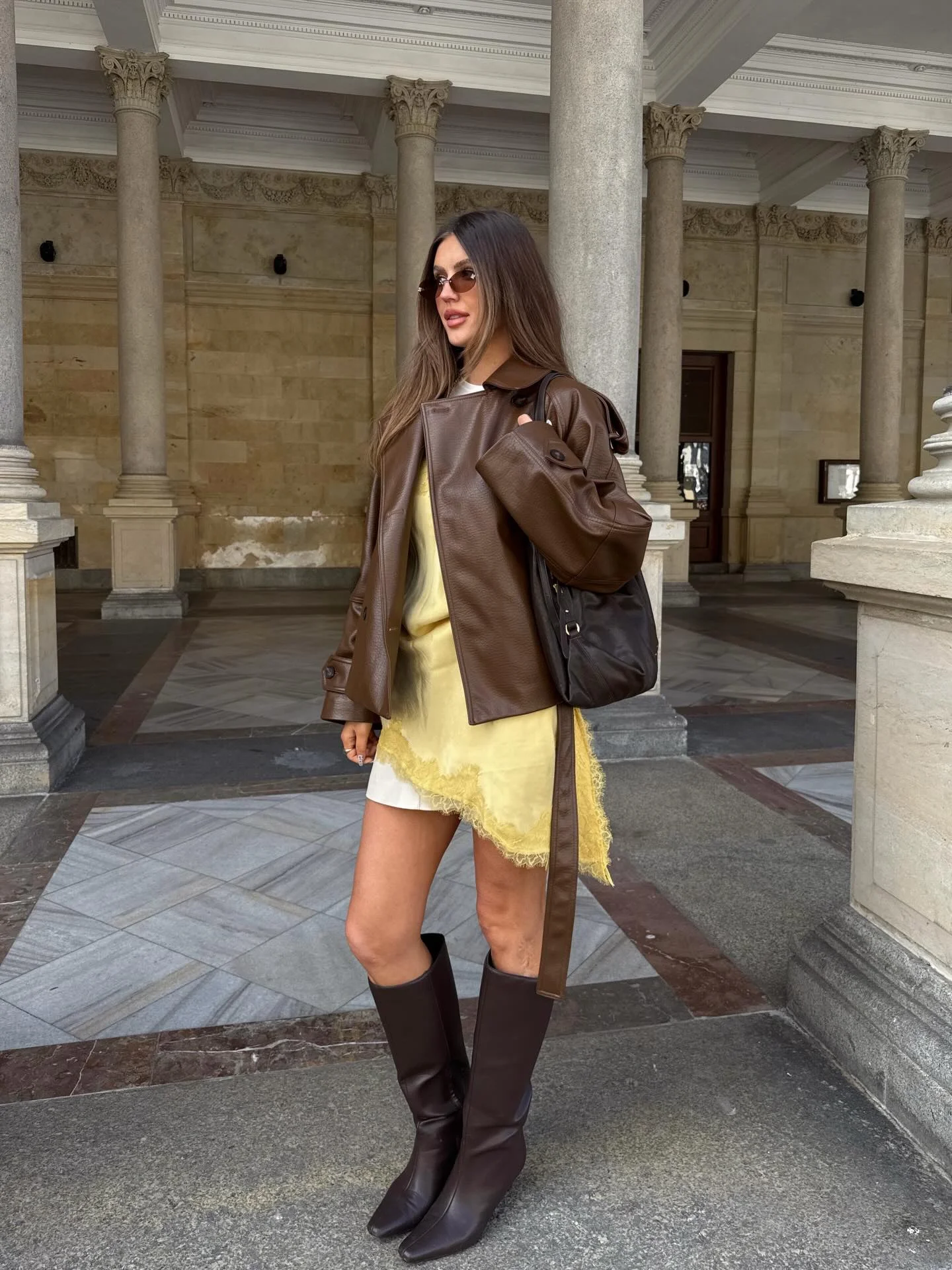 fall fashion outfits 2026 Chocolate Leather And Butter Yellow For Elevated Going-Out Style