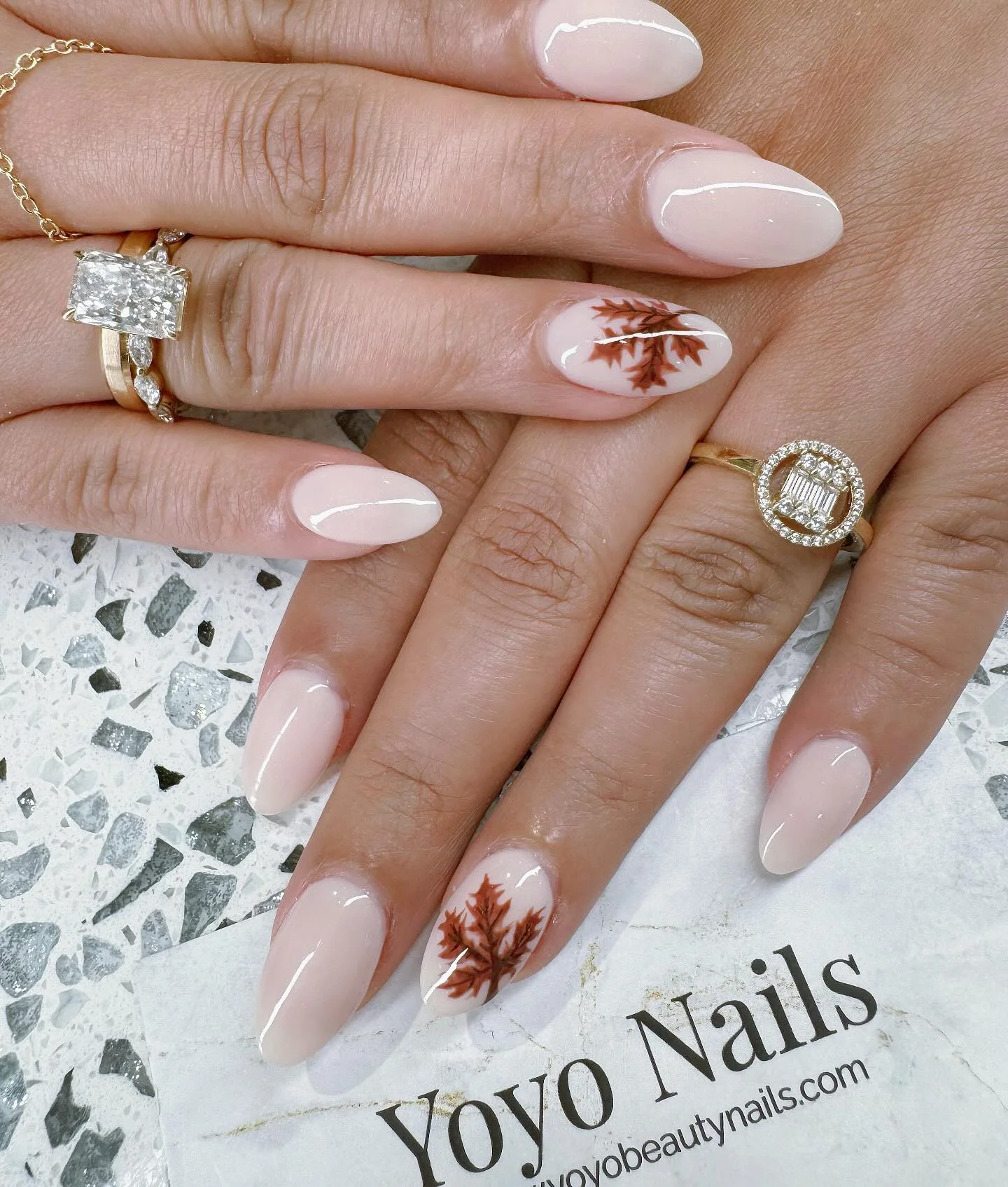 fall nail for all plates skin 2026 Minimal Maple Leaf Elegance On Soft Nude Nails