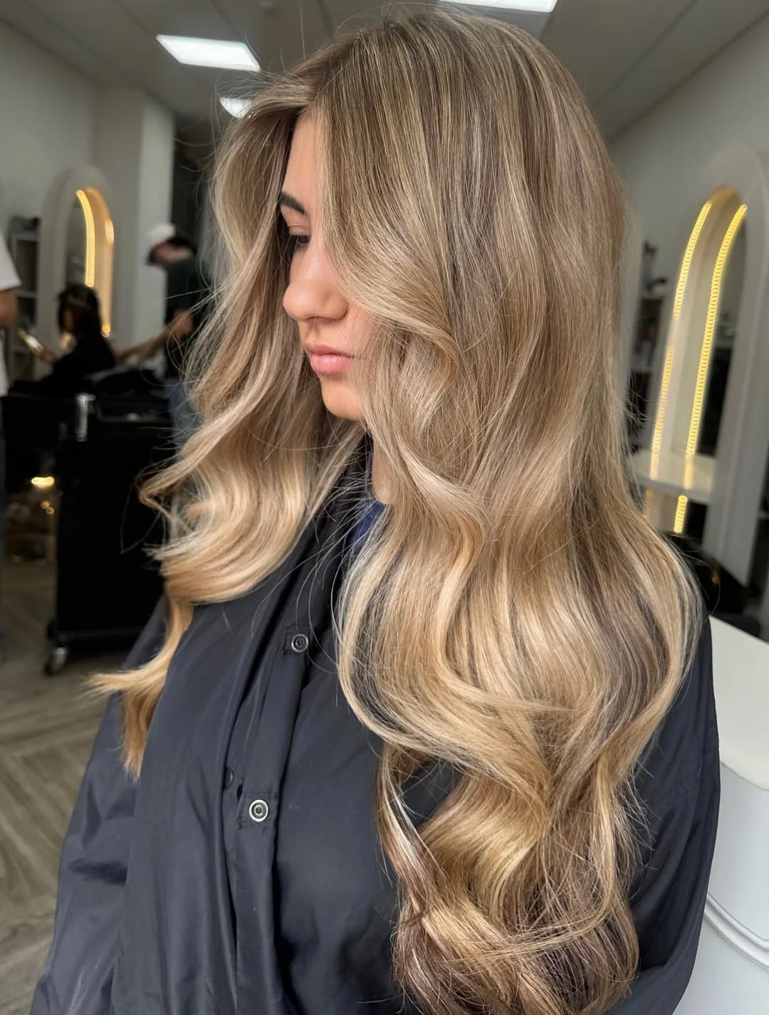 beige blond hair color Champagne Beige Blonde Hollywood Waves