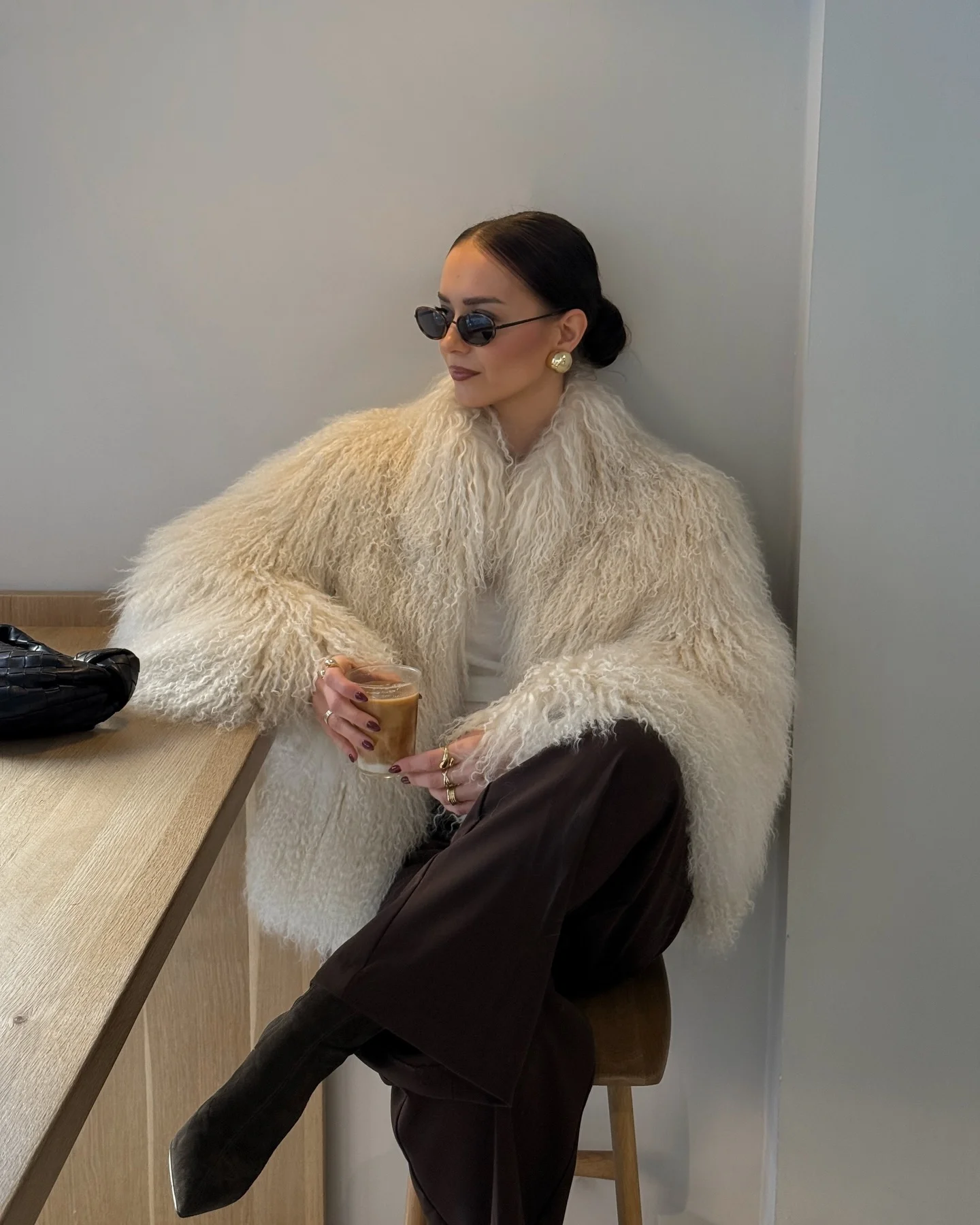 shaggy jacket Soft Ivory Layers With Chocolate Tailoring