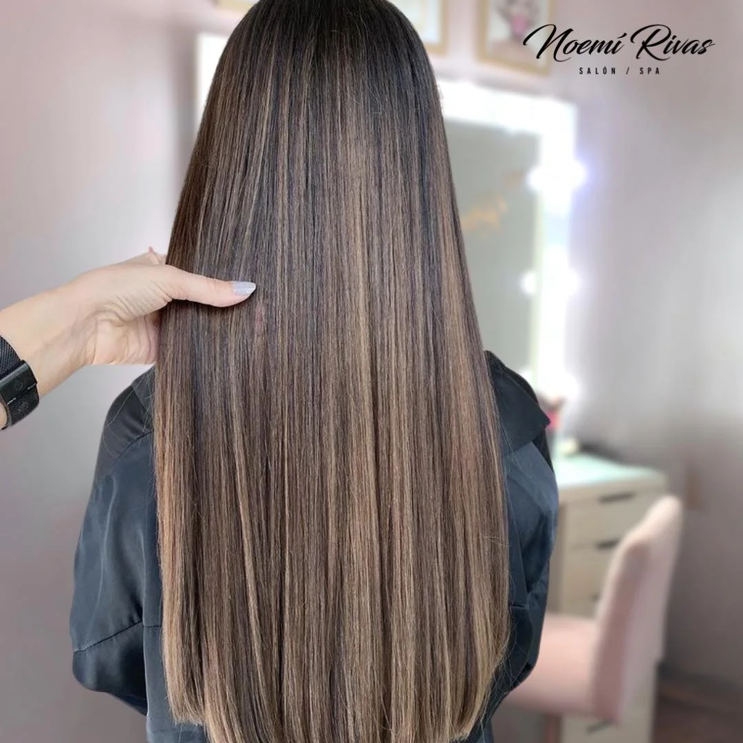 full head babylights blonde on brown hair Ultra Sleek Straight Babylights With Silky Shine