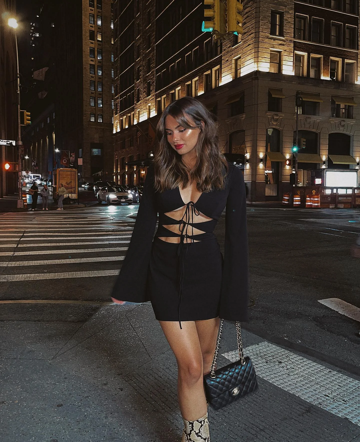 glamorous fall outfits 2026 Modern Cutout Black Mini Dress For City Nights