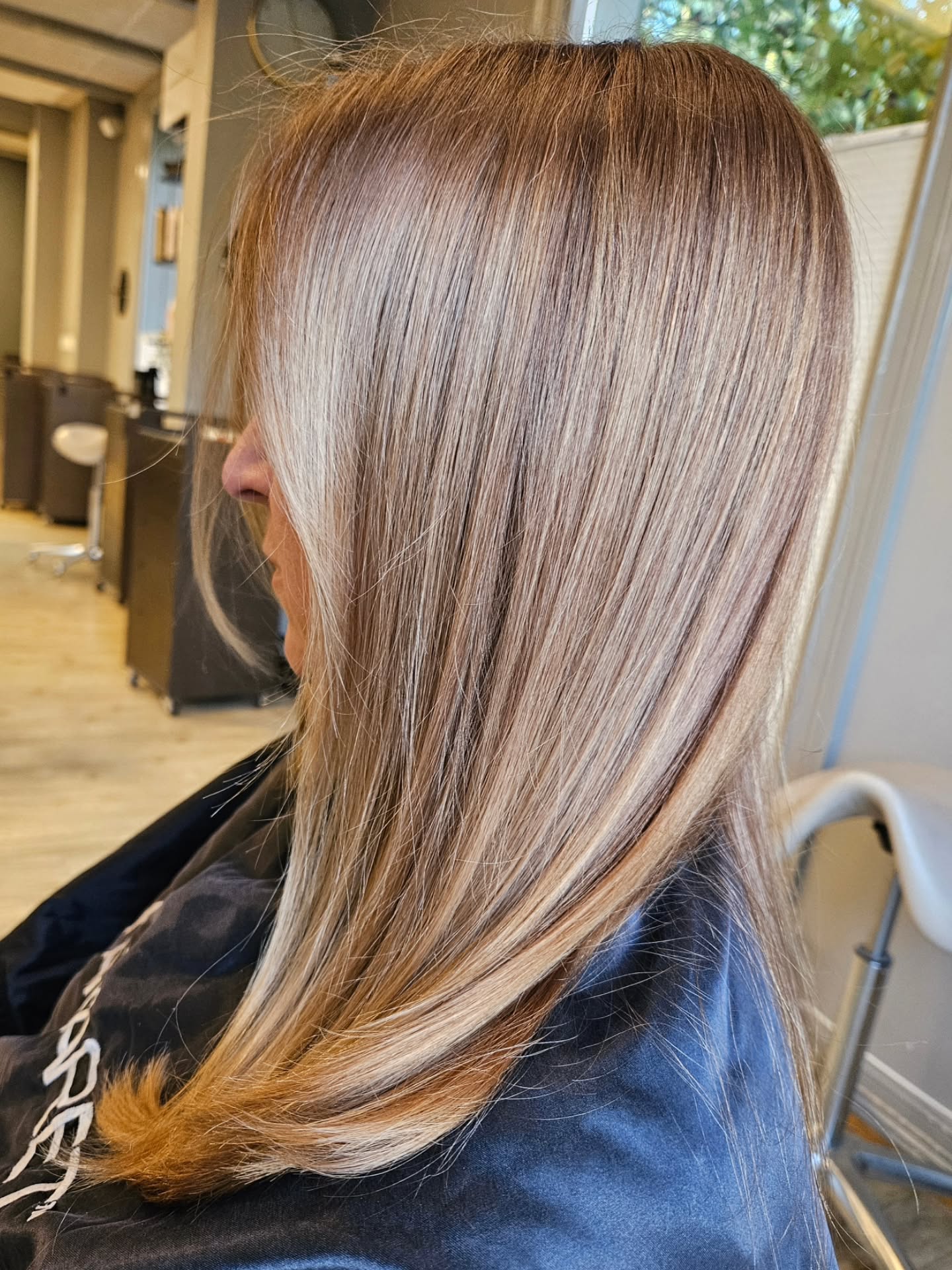beige blond hair color Silky Straight Beige Blonde With Soft Money Pieces