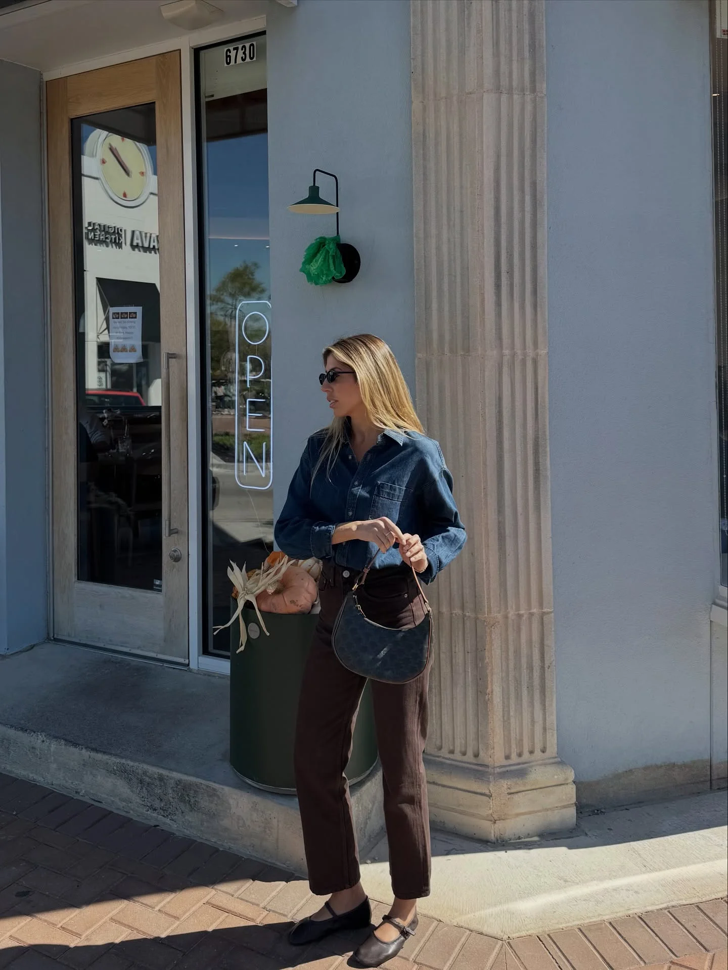 early fall outfits 2026 Dark Denim Shirt With Chocolate Trousers