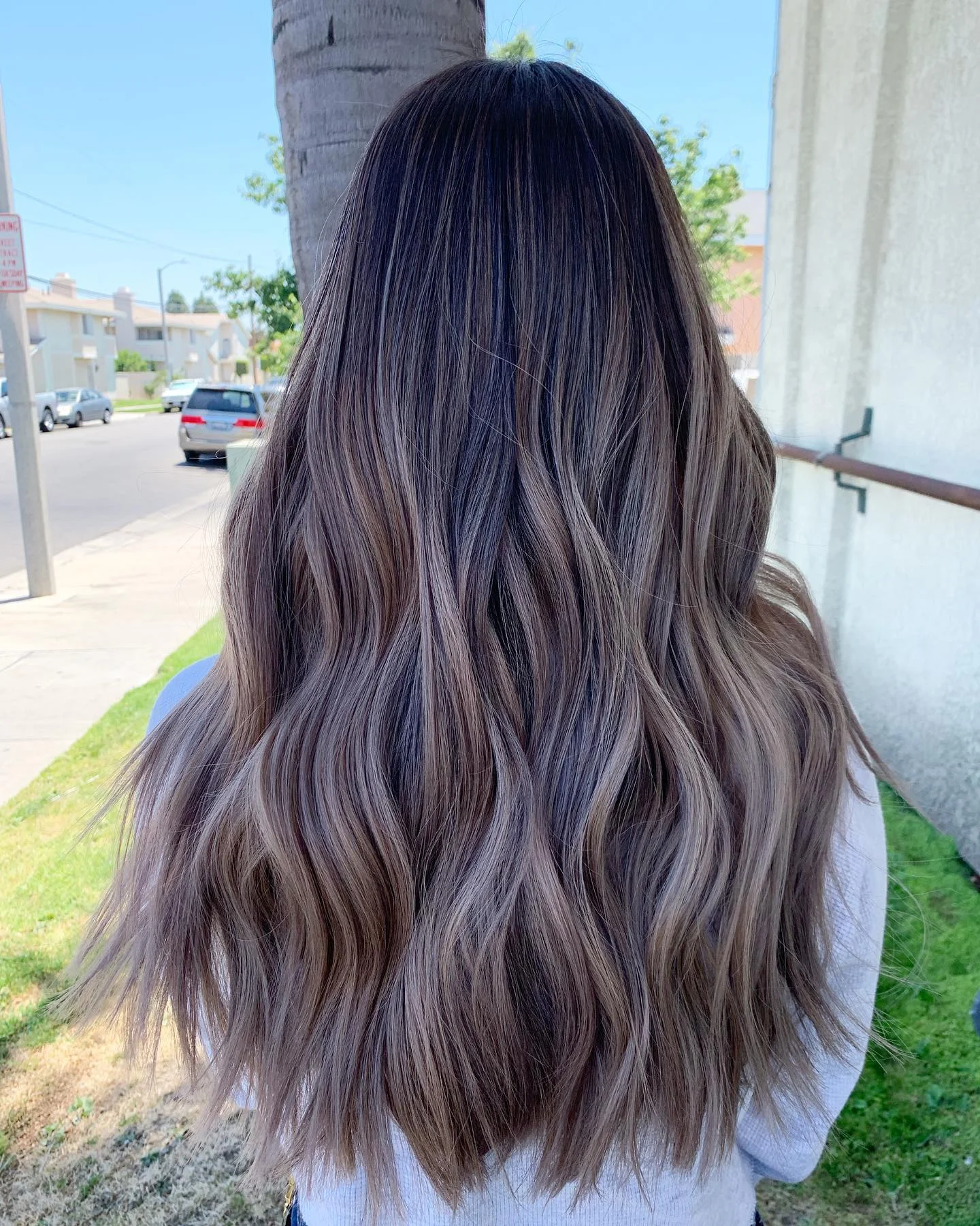 full head babylights blonde on brown hair Smoky Beige Babylights With Seamless Length