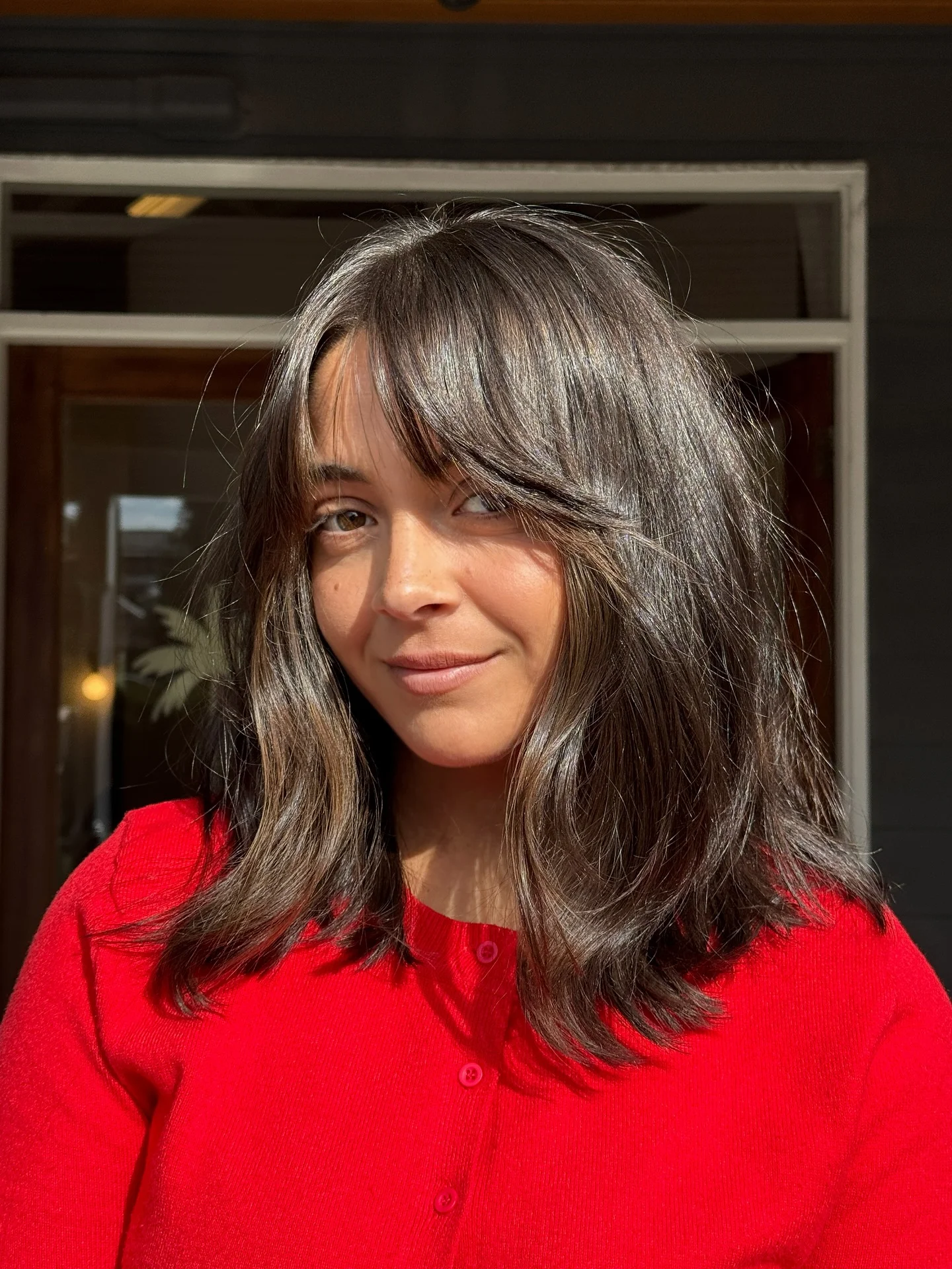 choppy medium layered hair Relaxed Textured Layers With Wispy Curtain Fringe