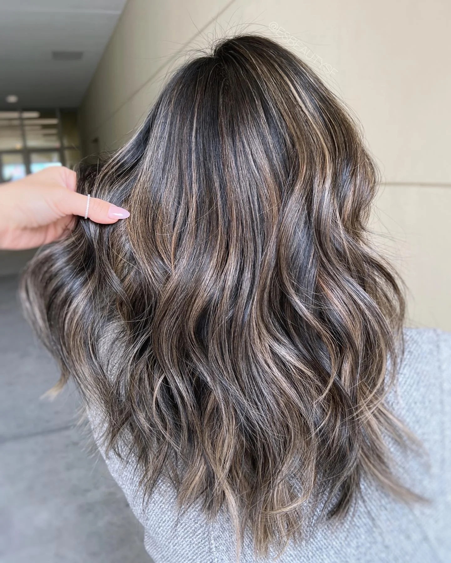 babylights hair ideas Cool Ash Brunette Babylights With Airy Waves